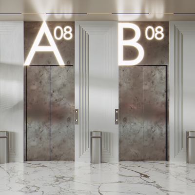  现代电梯间su模型 