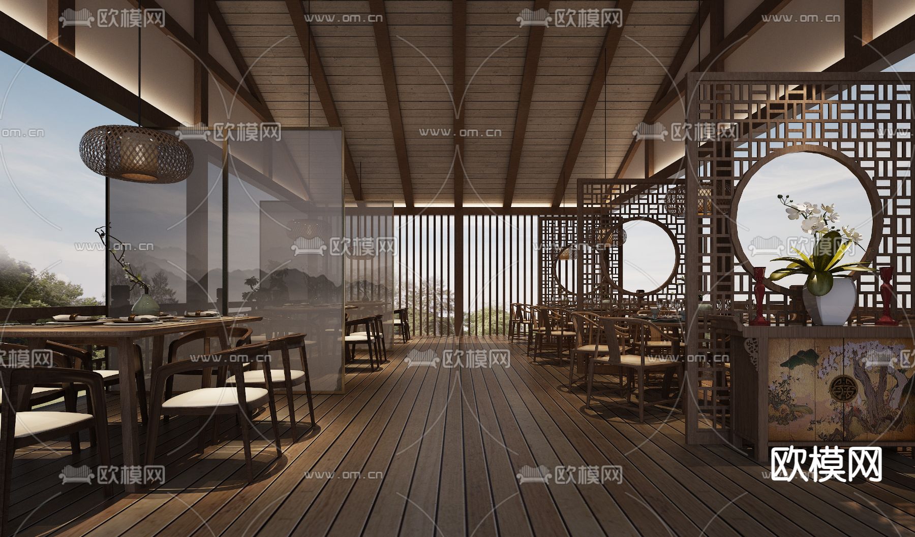 新中式农家乐客栈3d模型下载