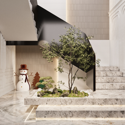  苔石绿植 室内植物堆su模型 