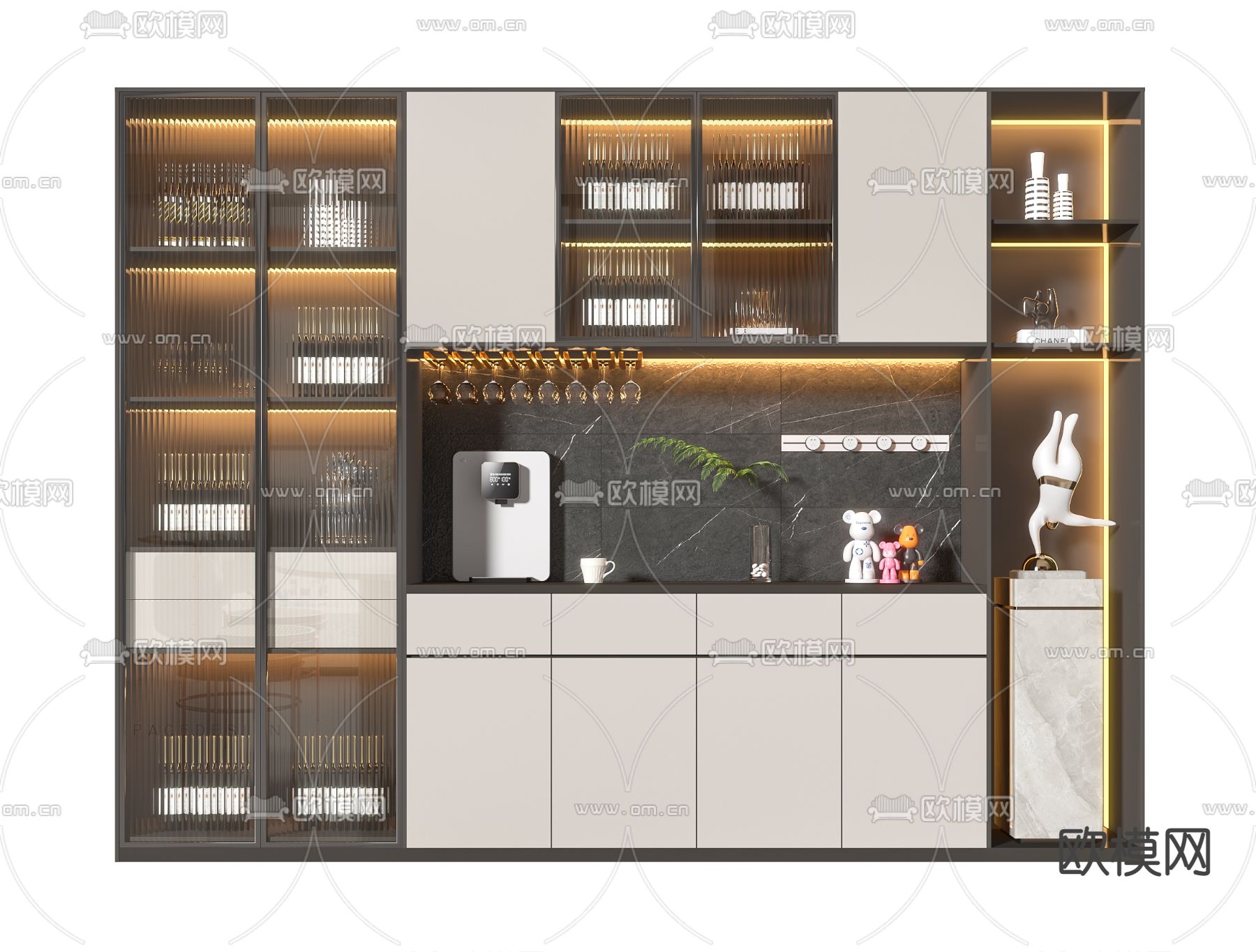 现代玻璃酒柜su模型下载（渲染图3）