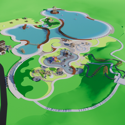  公园景观 鸟瞰su模型 