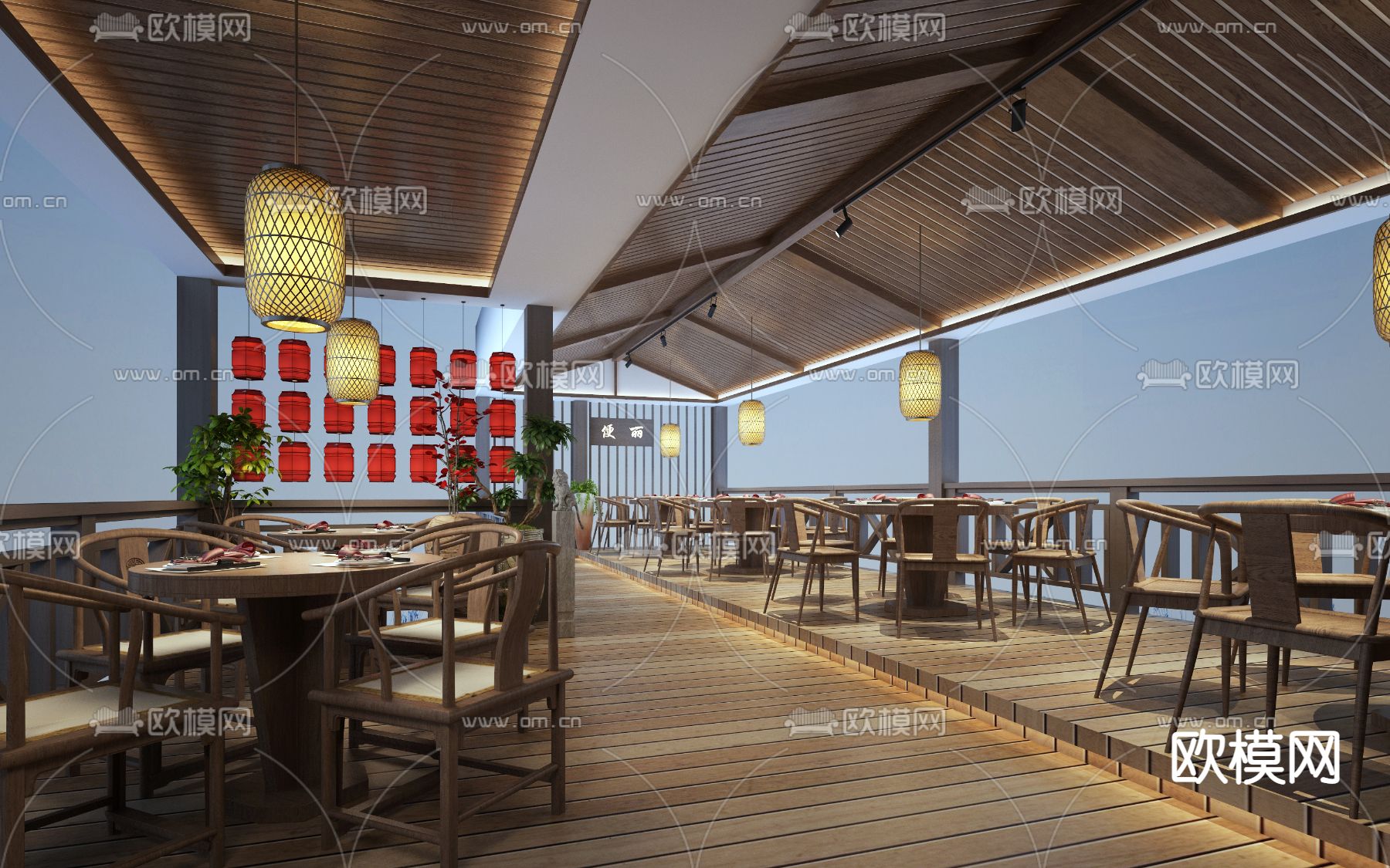 新中式农家乐客栈3d模型下载