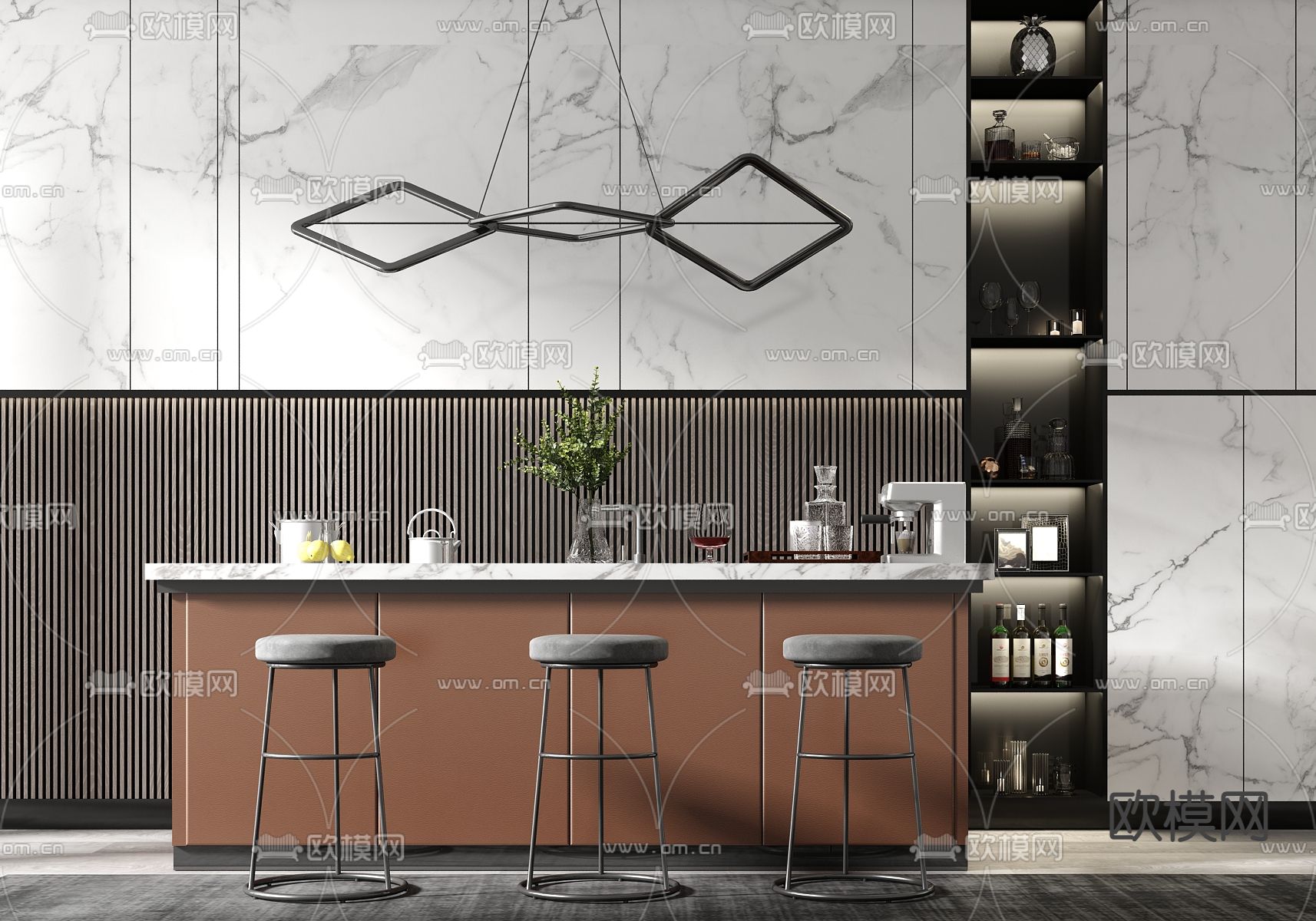 现代吧台3d模型下载