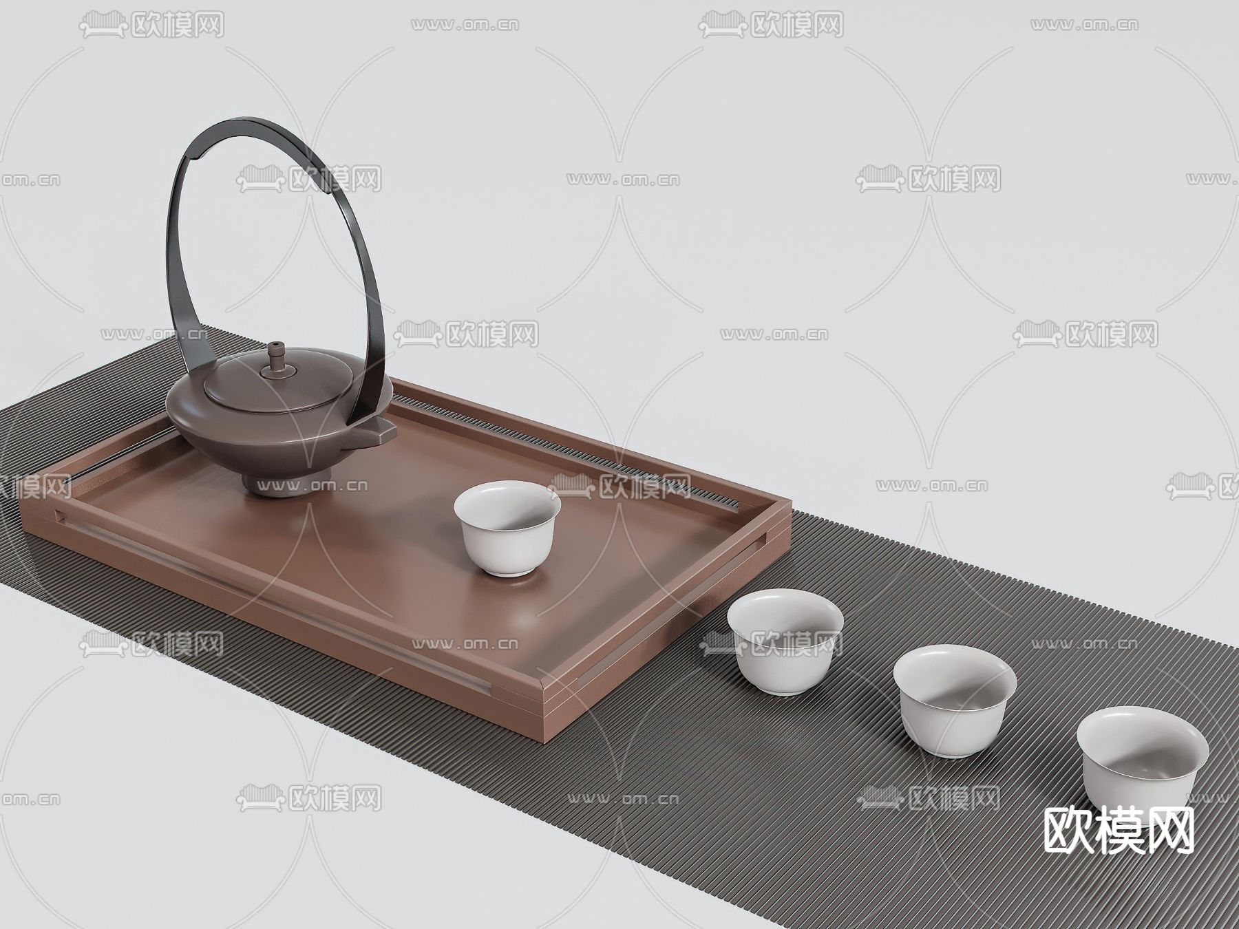 中式茶具su模型下载（渲染图1）