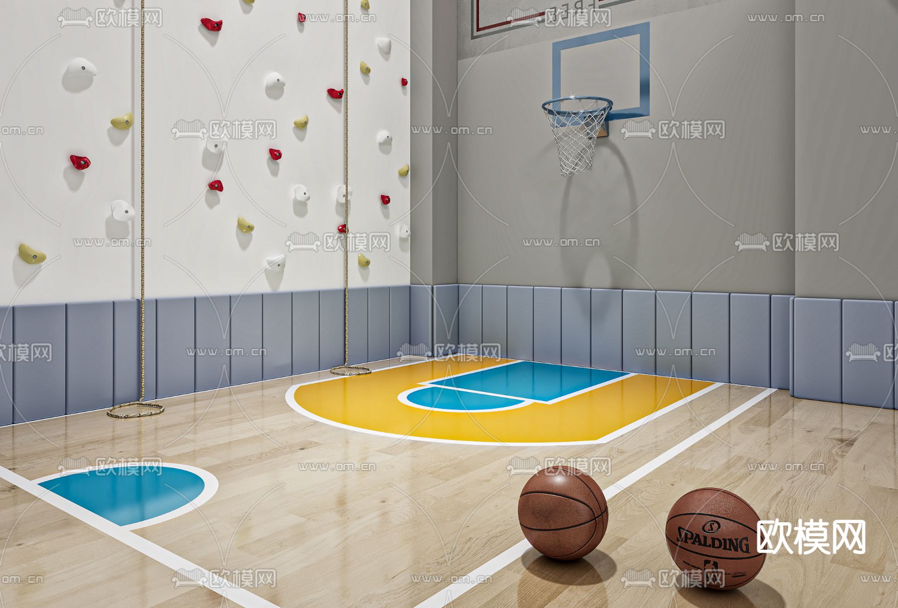 室内篮球场 儿童篮球馆3d模型下载（渲染图2）