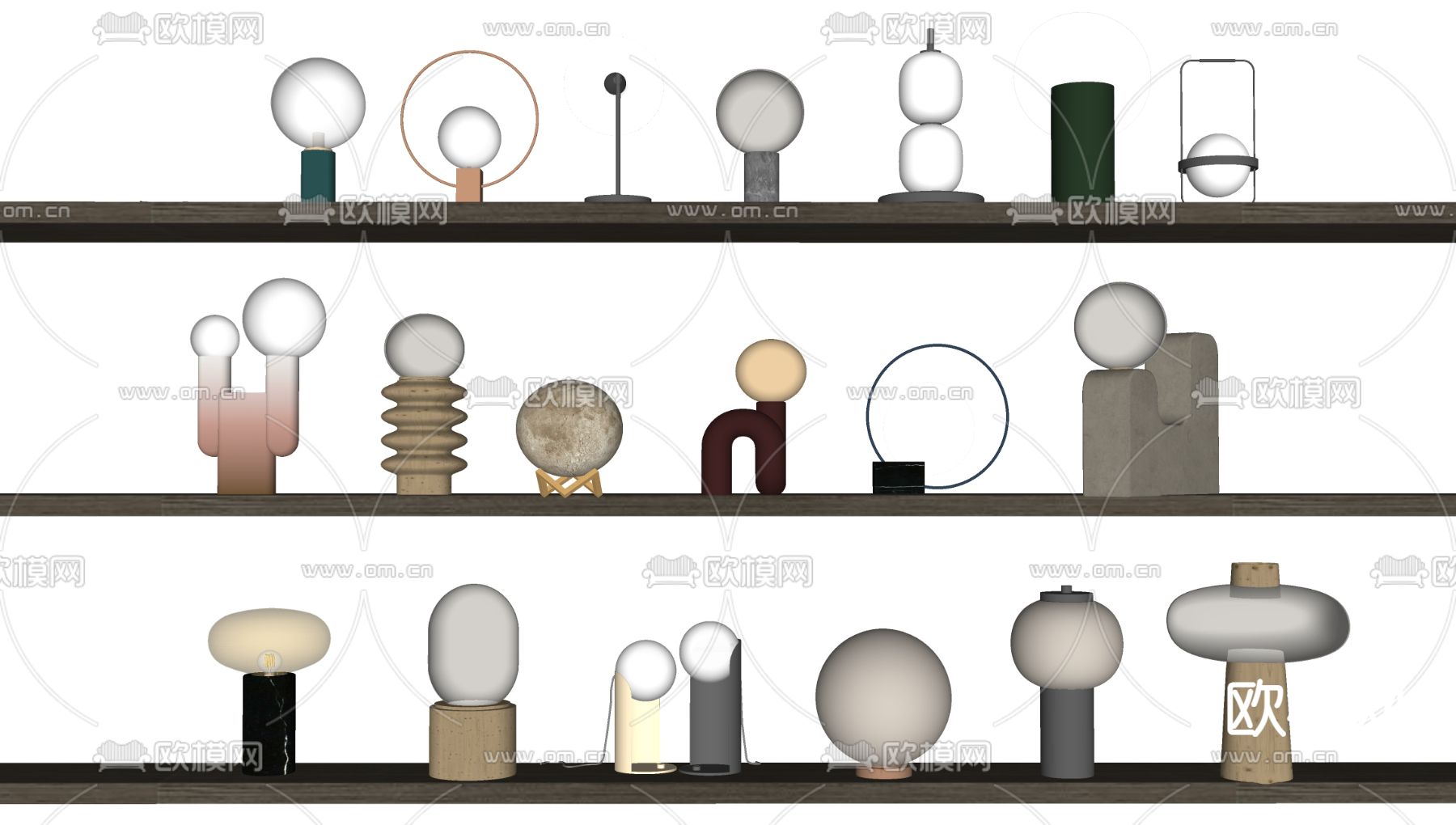 月球台灯 球形小台灯su模型下载（渲染图2）