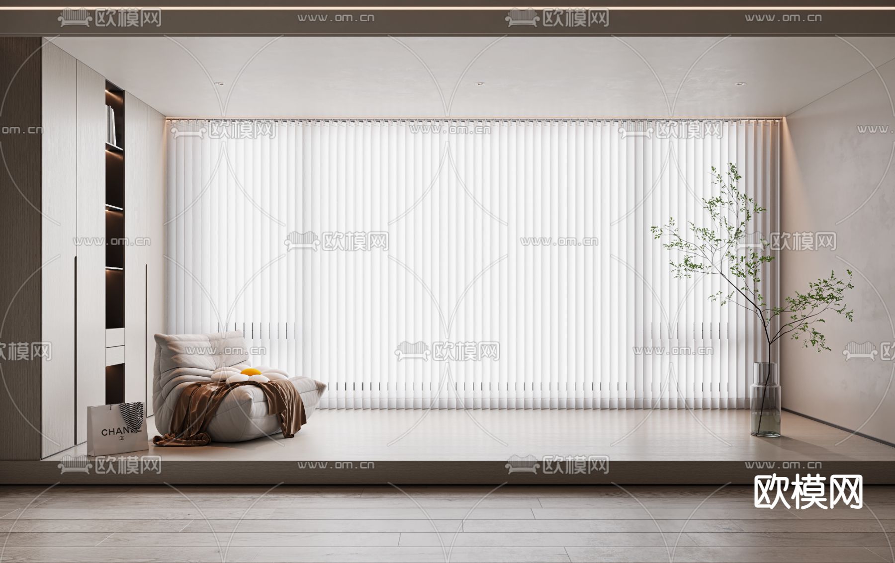 梦幻帘 百叶帘 窗帘su模型下载（渲染图1）