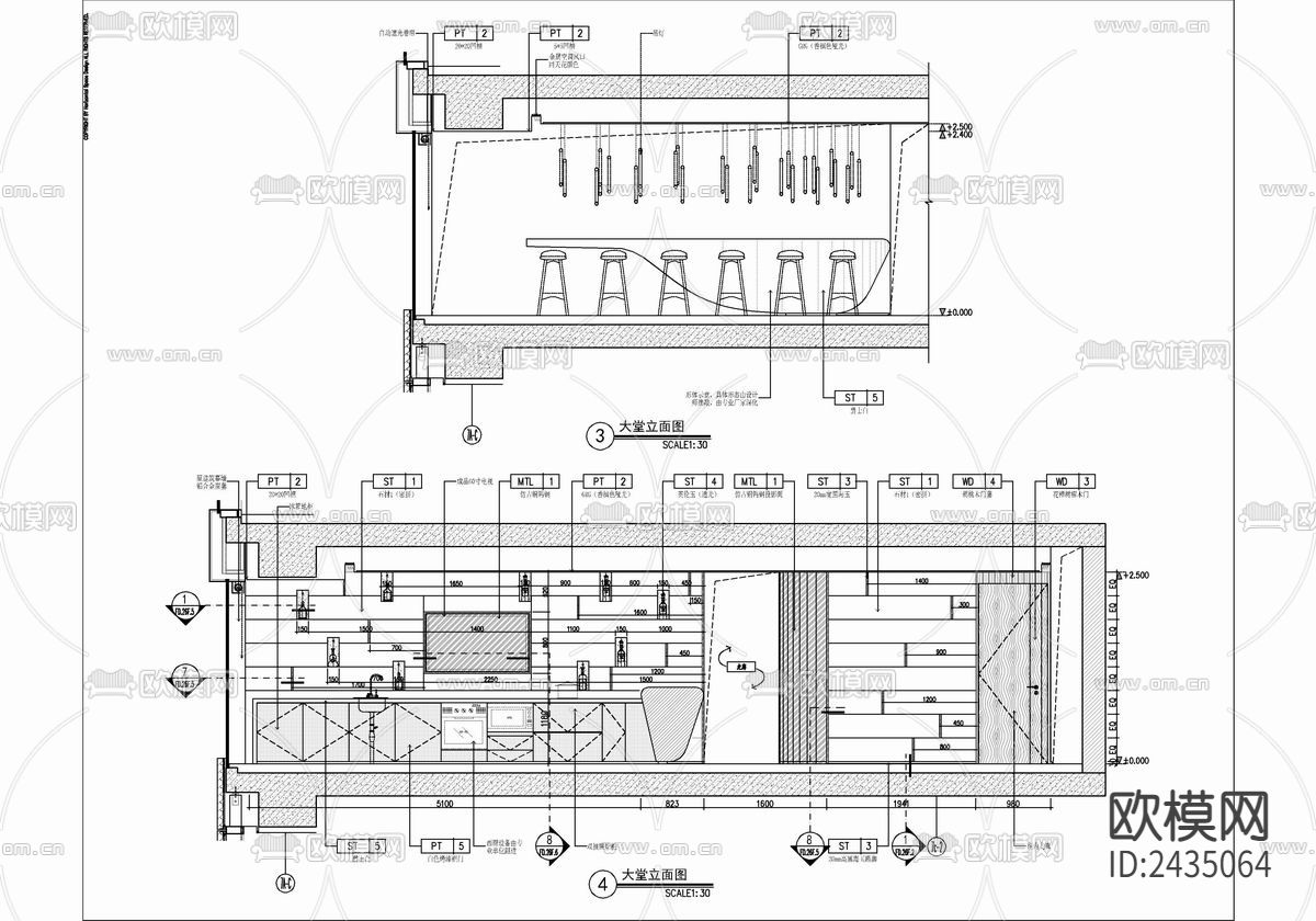 1500㎡私人休闲会所CAD施工图下载（渲染图6）