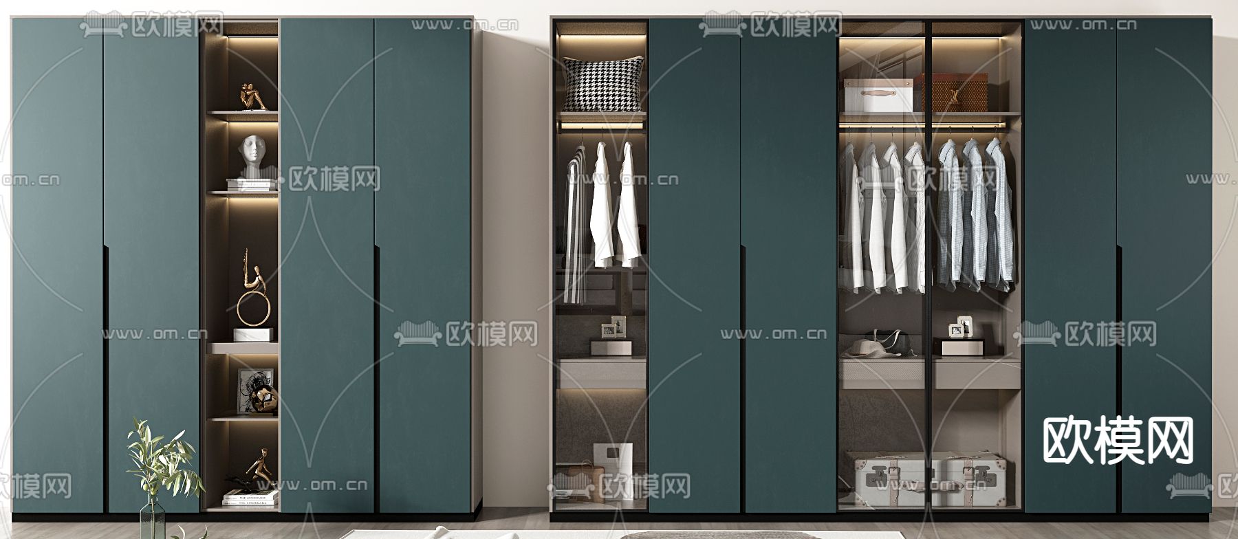 轻奢衣柜su模型下载（渲染图1）
