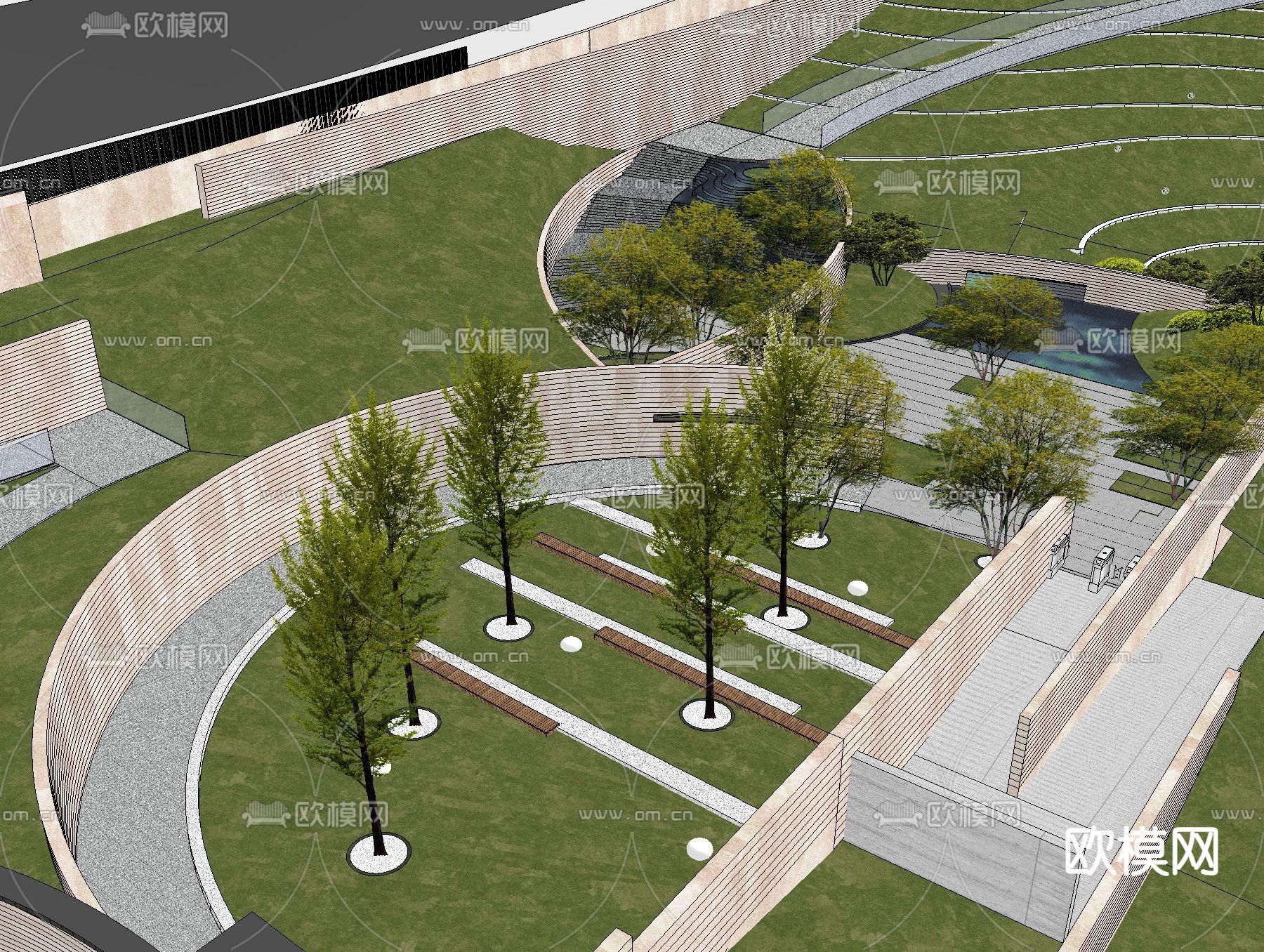 示范区 园林景观su模型下载（渲染图4）
