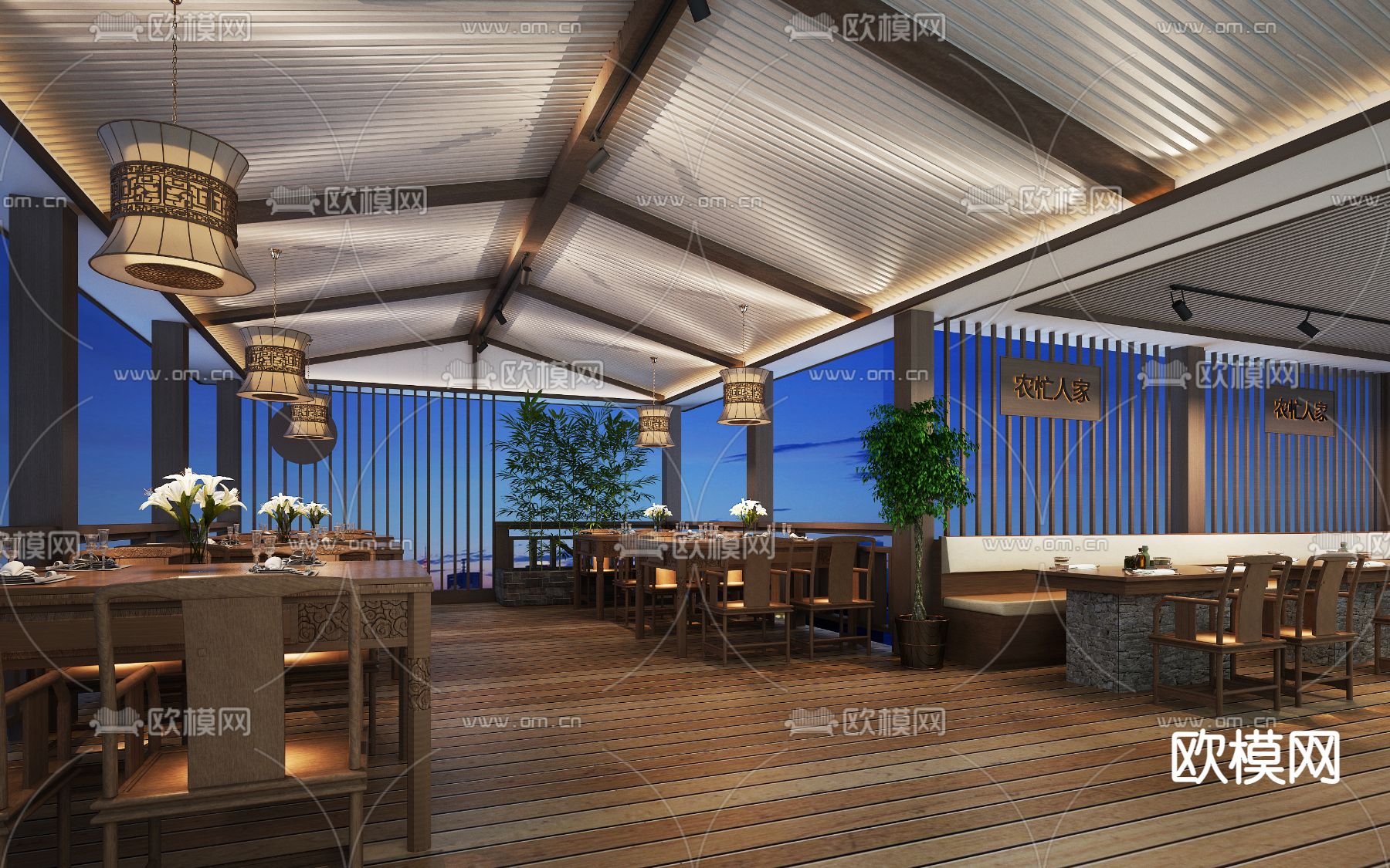 新中式农家乐 客栈3d模型下载