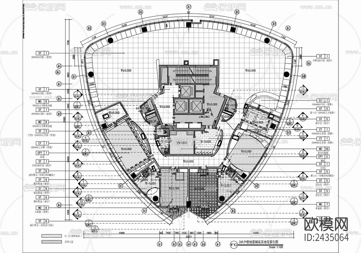 1500㎡私人休闲会所CAD施工图下载（渲染图3）