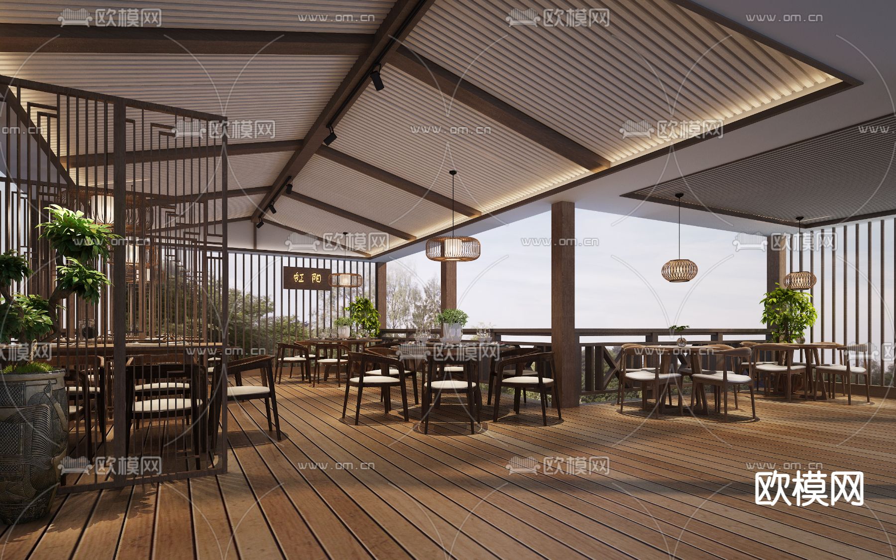 新中式农家乐客栈3d模型下载