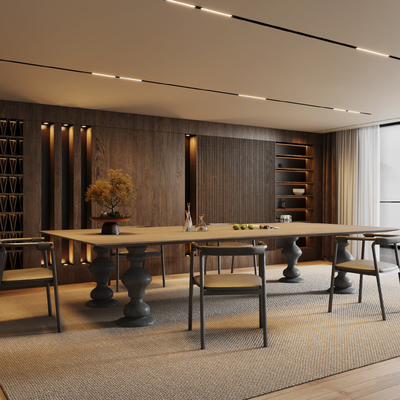  Minotti 米洛提 餐桌椅su模型 