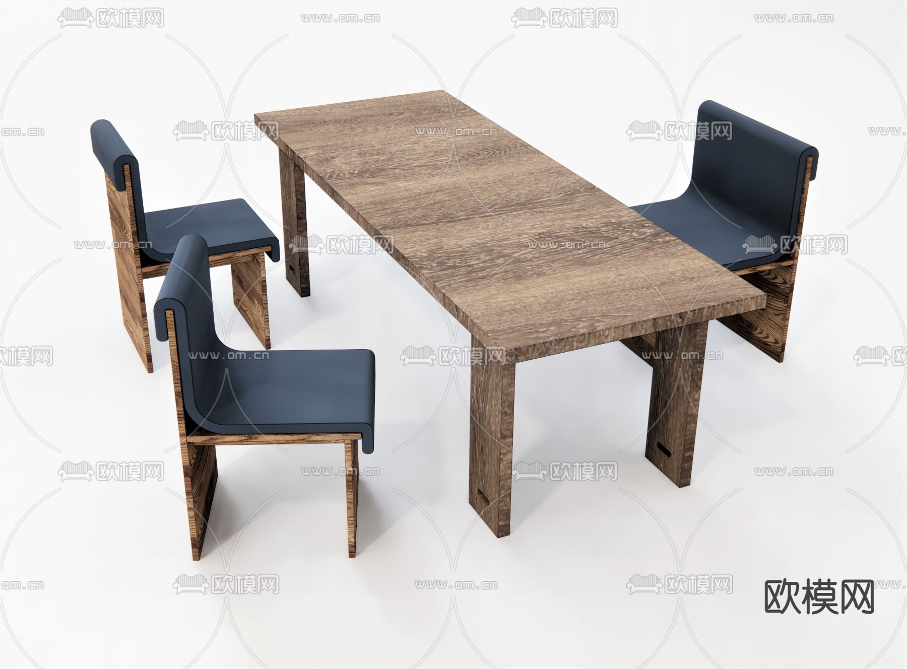 北欧餐桌椅su模型下载（渲染图1）