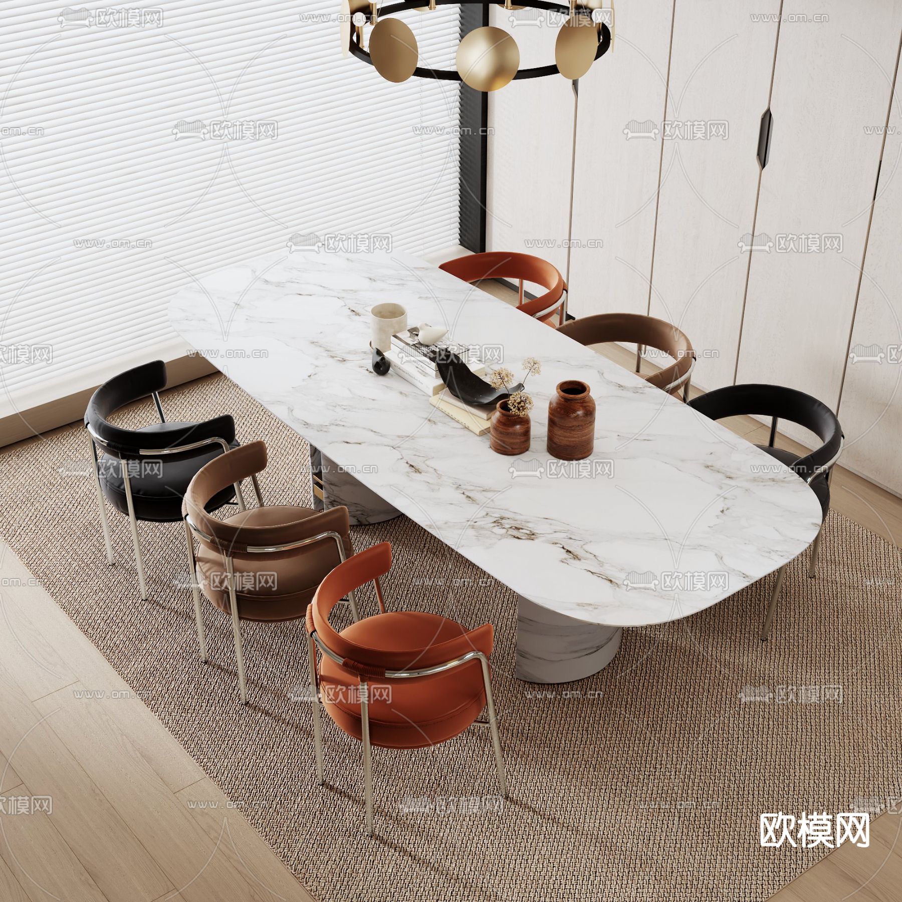 现代餐桌椅3d模型下载