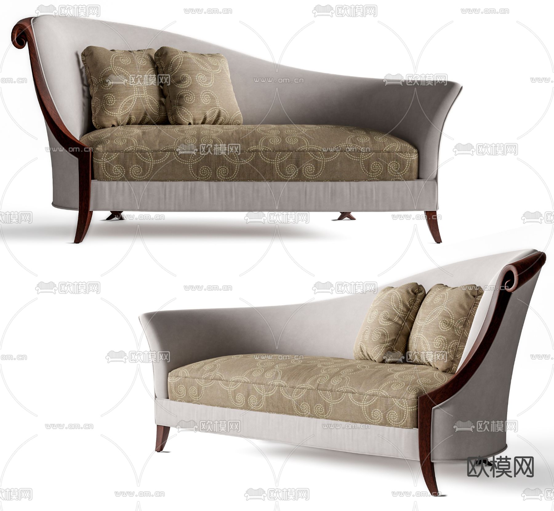 欧式古典贵妃椅 美人塌su模型下载（渲染图1）