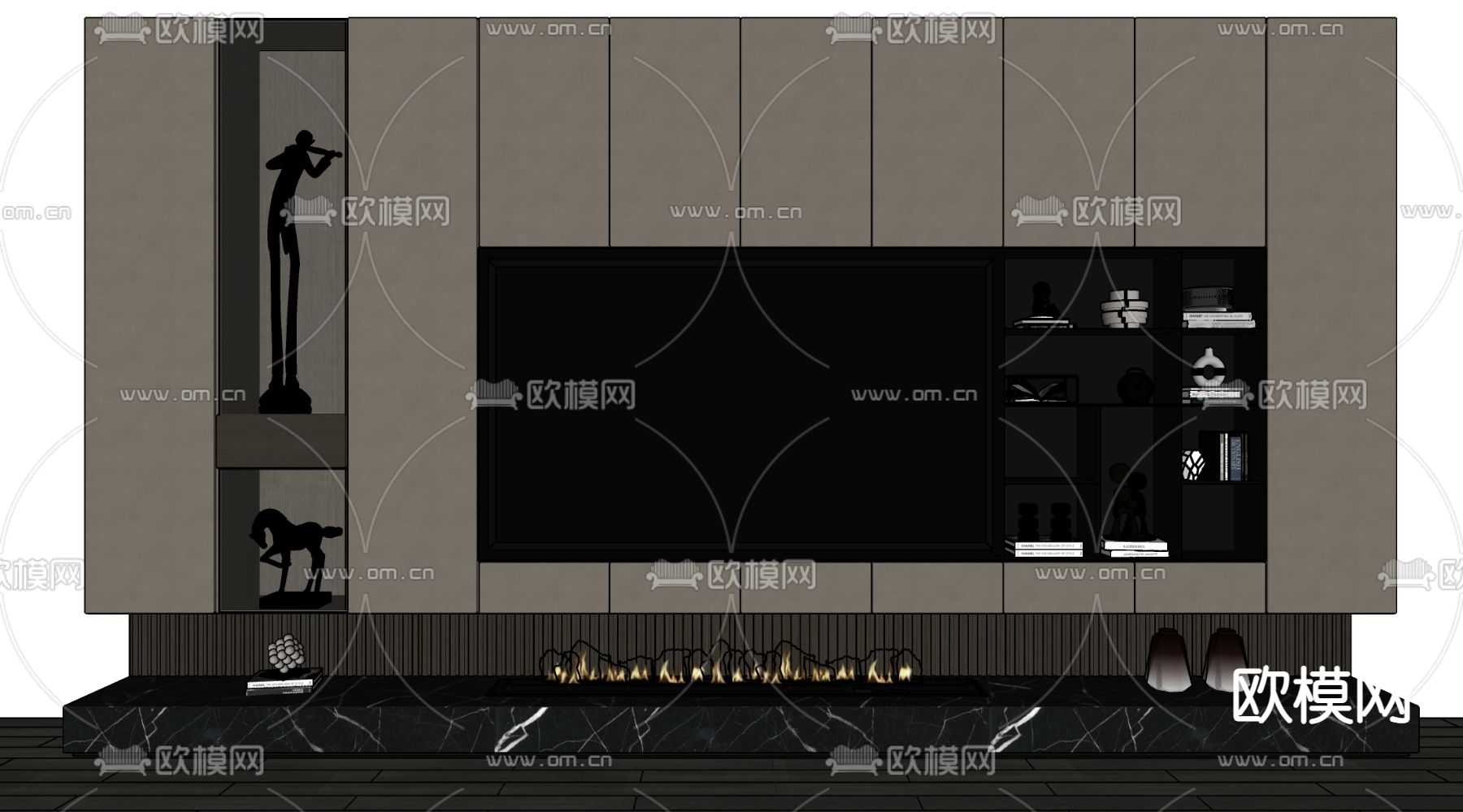 轻奢电视背景墙su模型