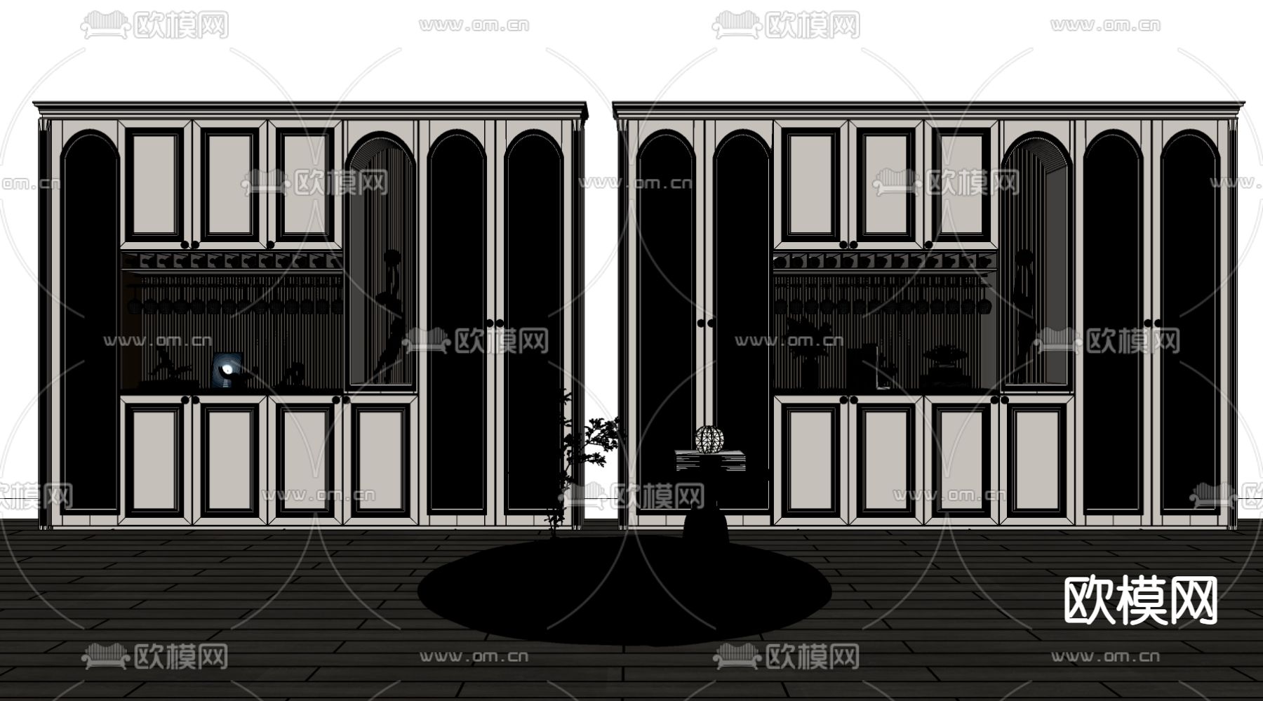 欧式酒柜su模型下载（渲染图2）