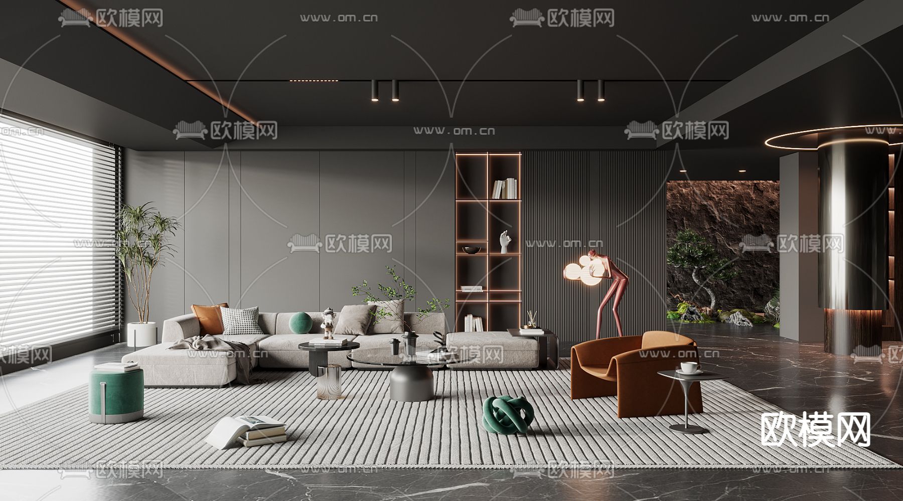 暗黑风餐厅su模型下载（渲染图1）