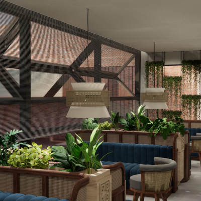  美式咖啡屋su模型 