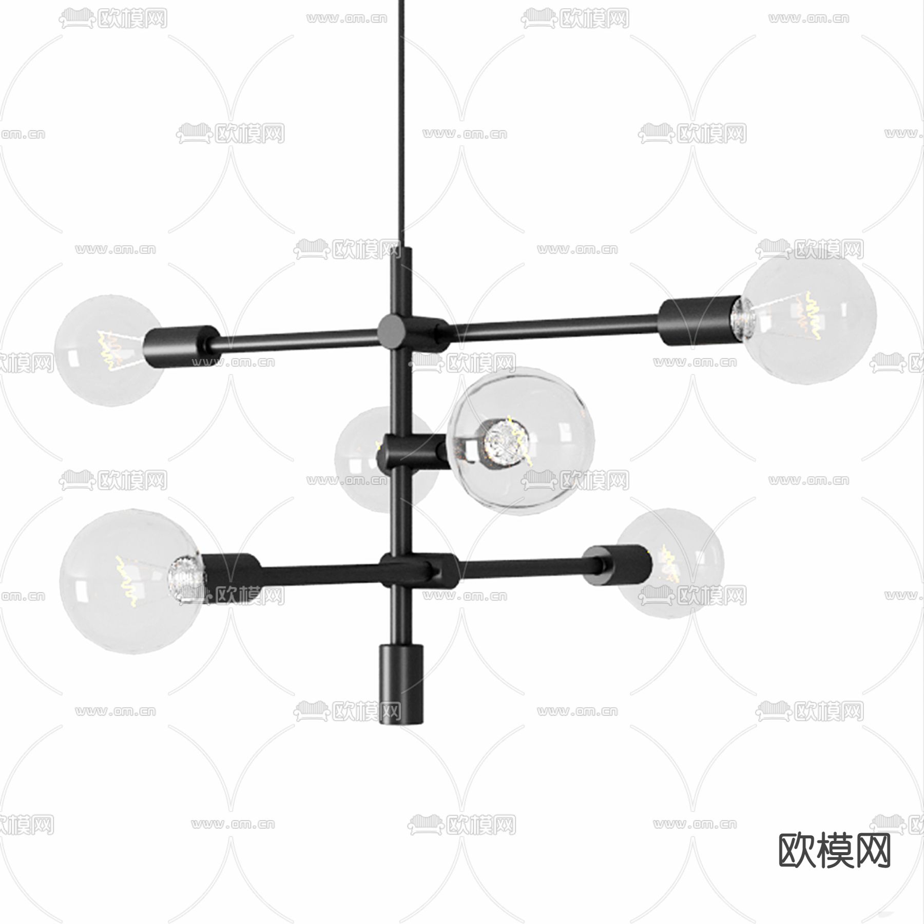 金属多头吊灯3d模型下载_ID12260244_3dmax免费模型-欧模网