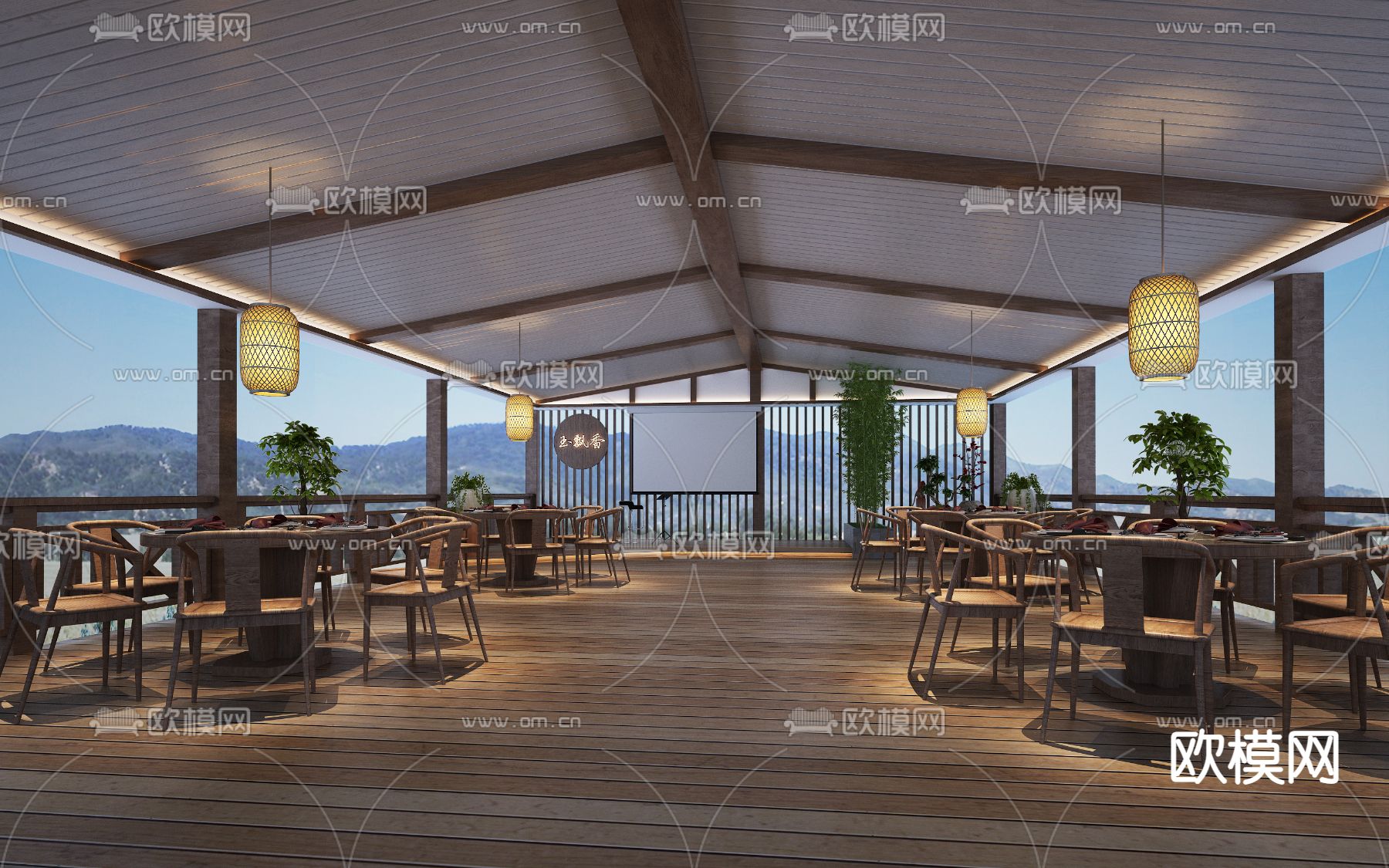 新中式农家乐客栈3d模型下载