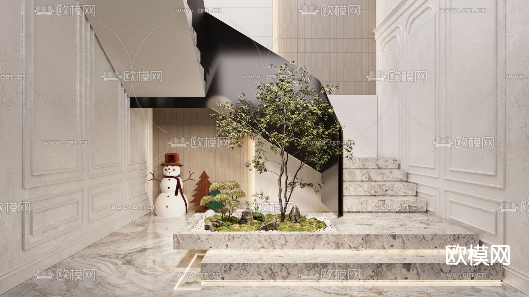 苔石绿植 室内植物堆su模型下载（渲染图1）