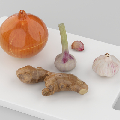  大蒜 姜 洋葱  砧板su模型 