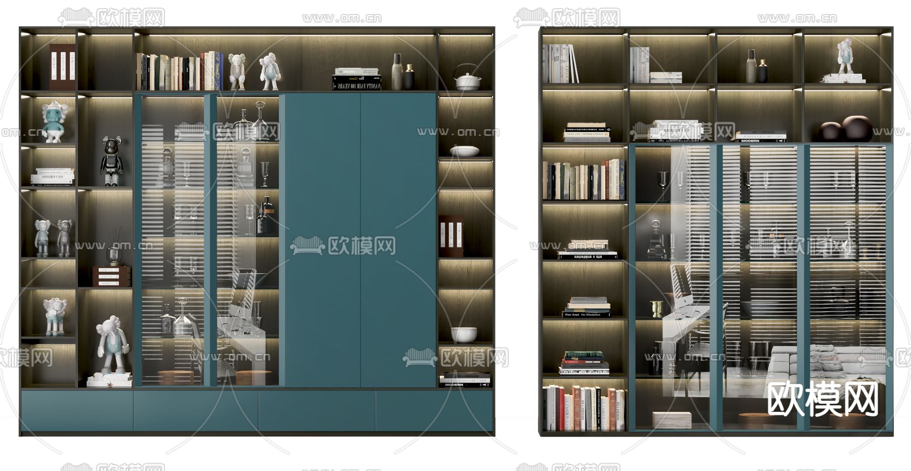 现代玻璃书柜su模型下载_ID12259470_sketchup模型下载-欧模网