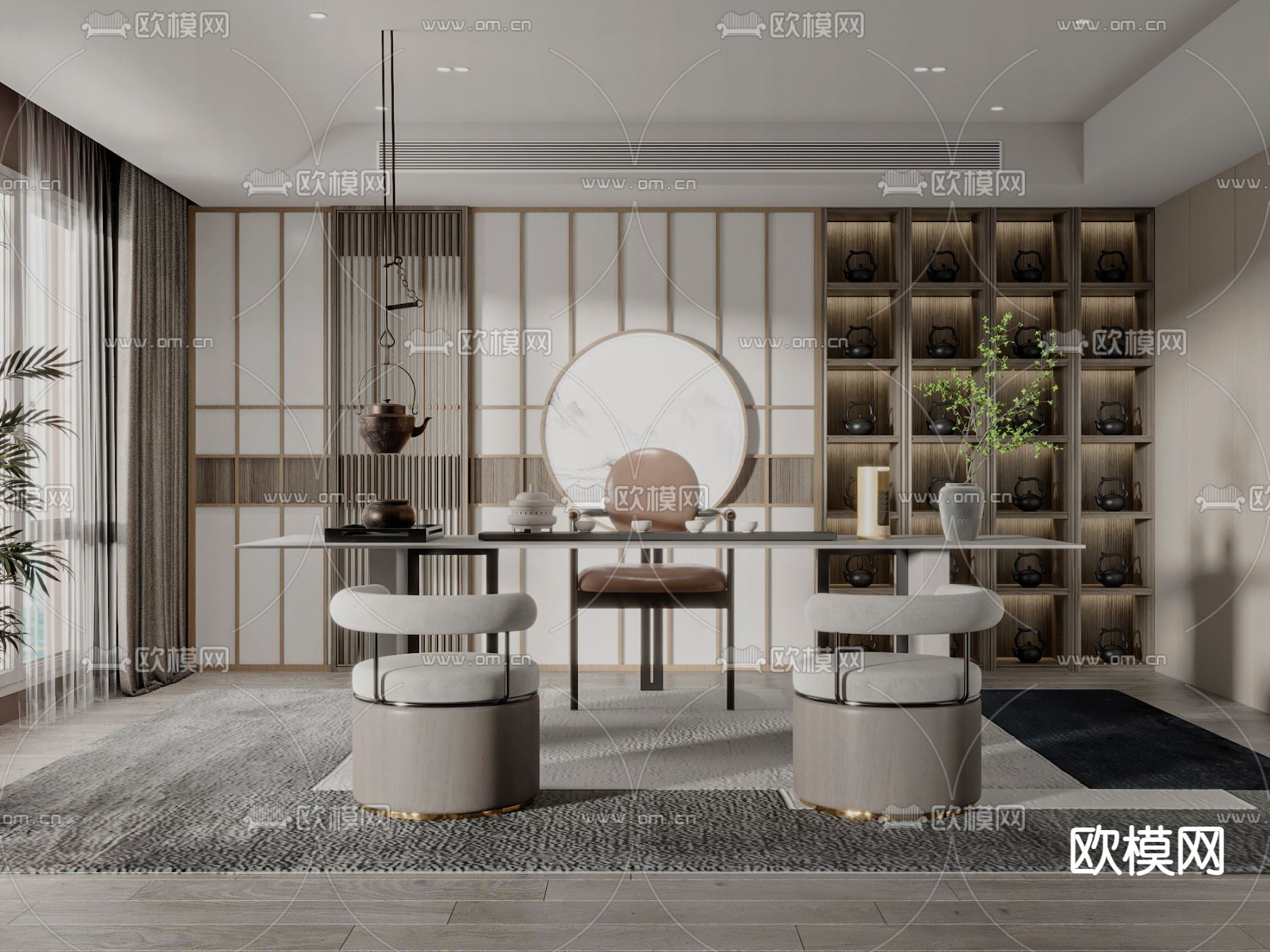 新中式茶室3d模型下载