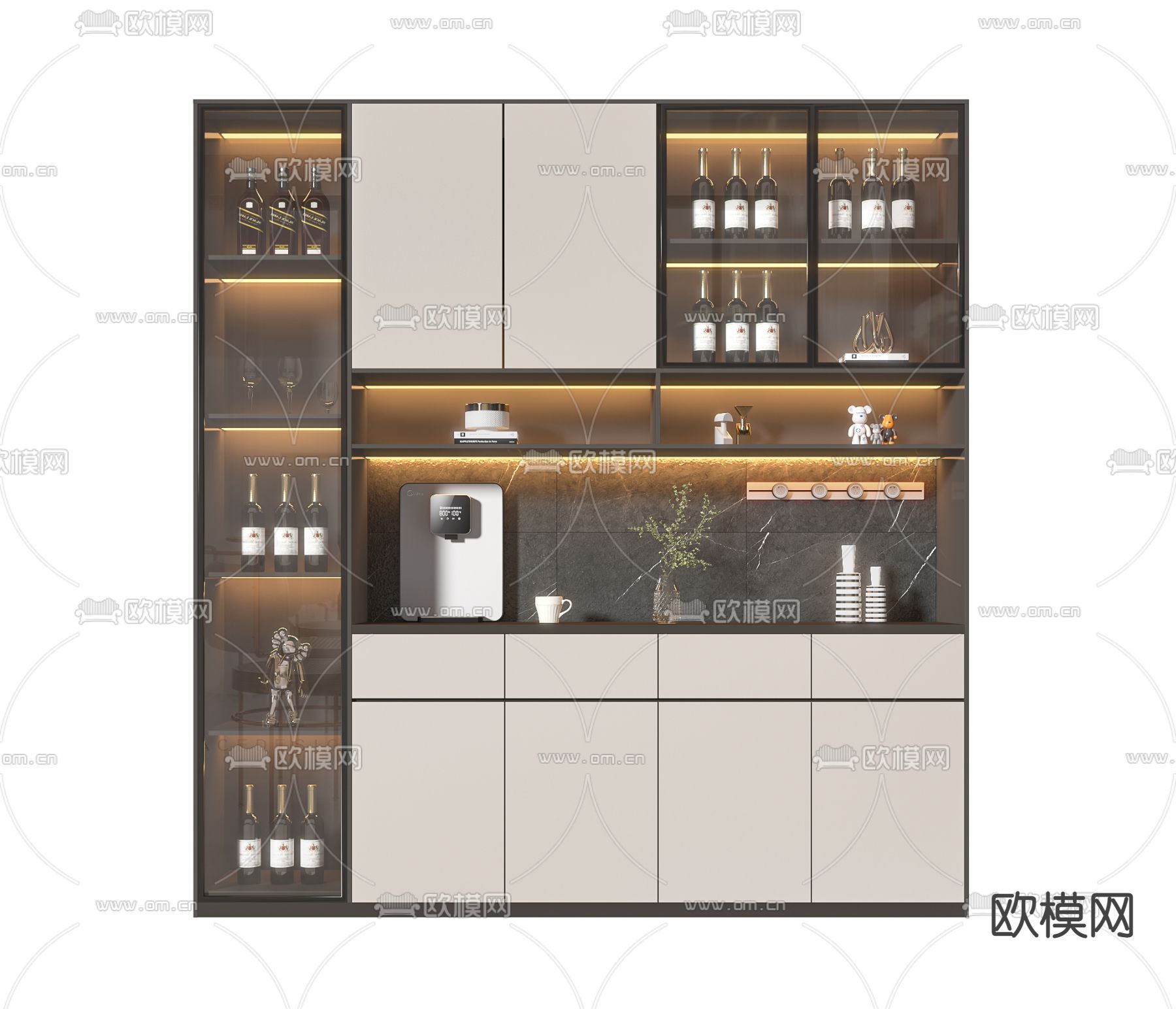 现代玻璃酒柜su模型下载（渲染图4）