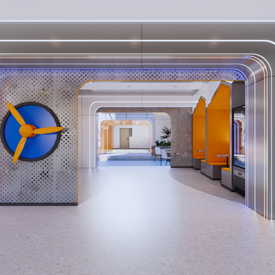  元宇宙 科技感公司休息区su模型 