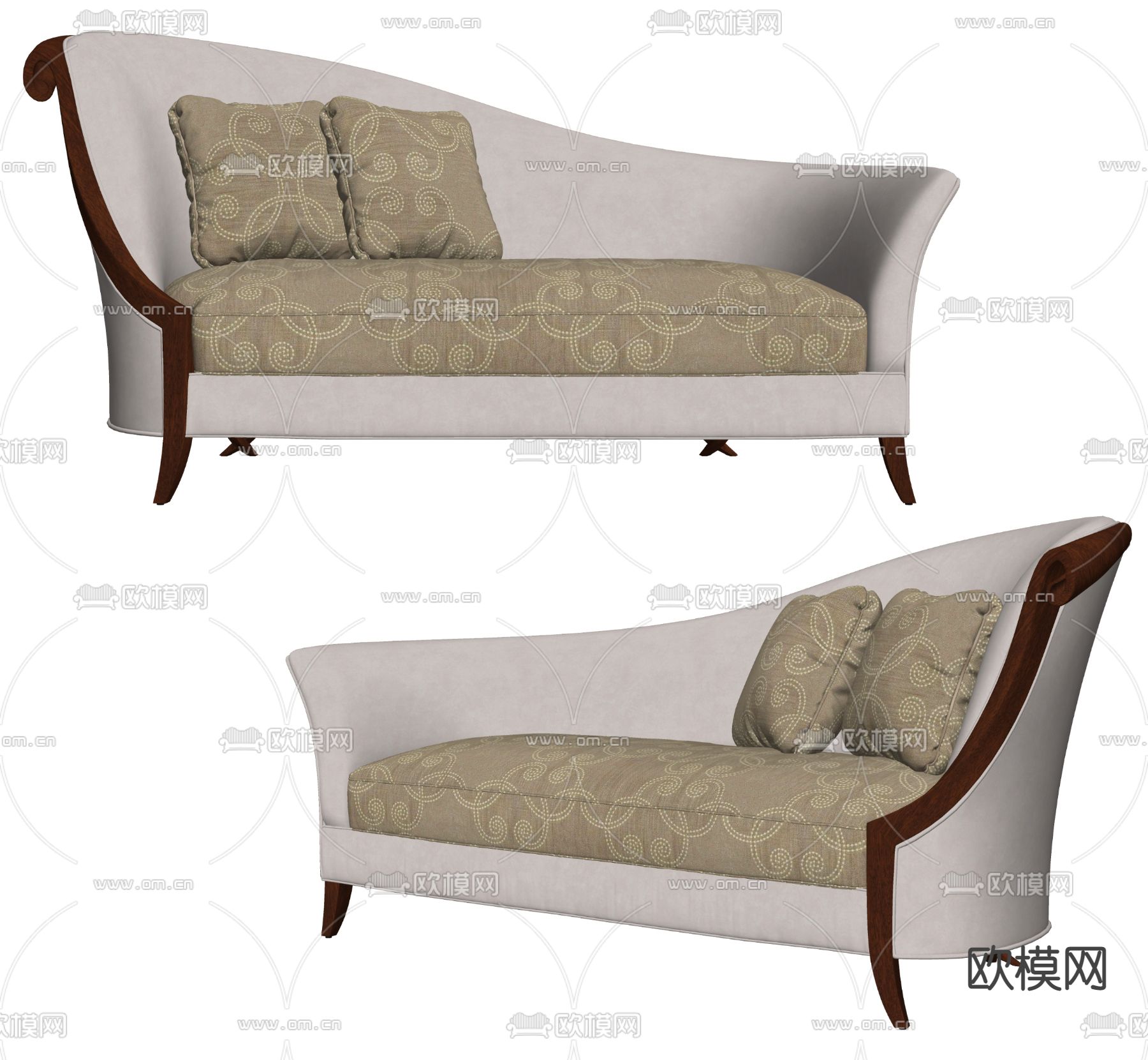 欧式古典贵妃椅 美人塌su模型下载（渲染图2）