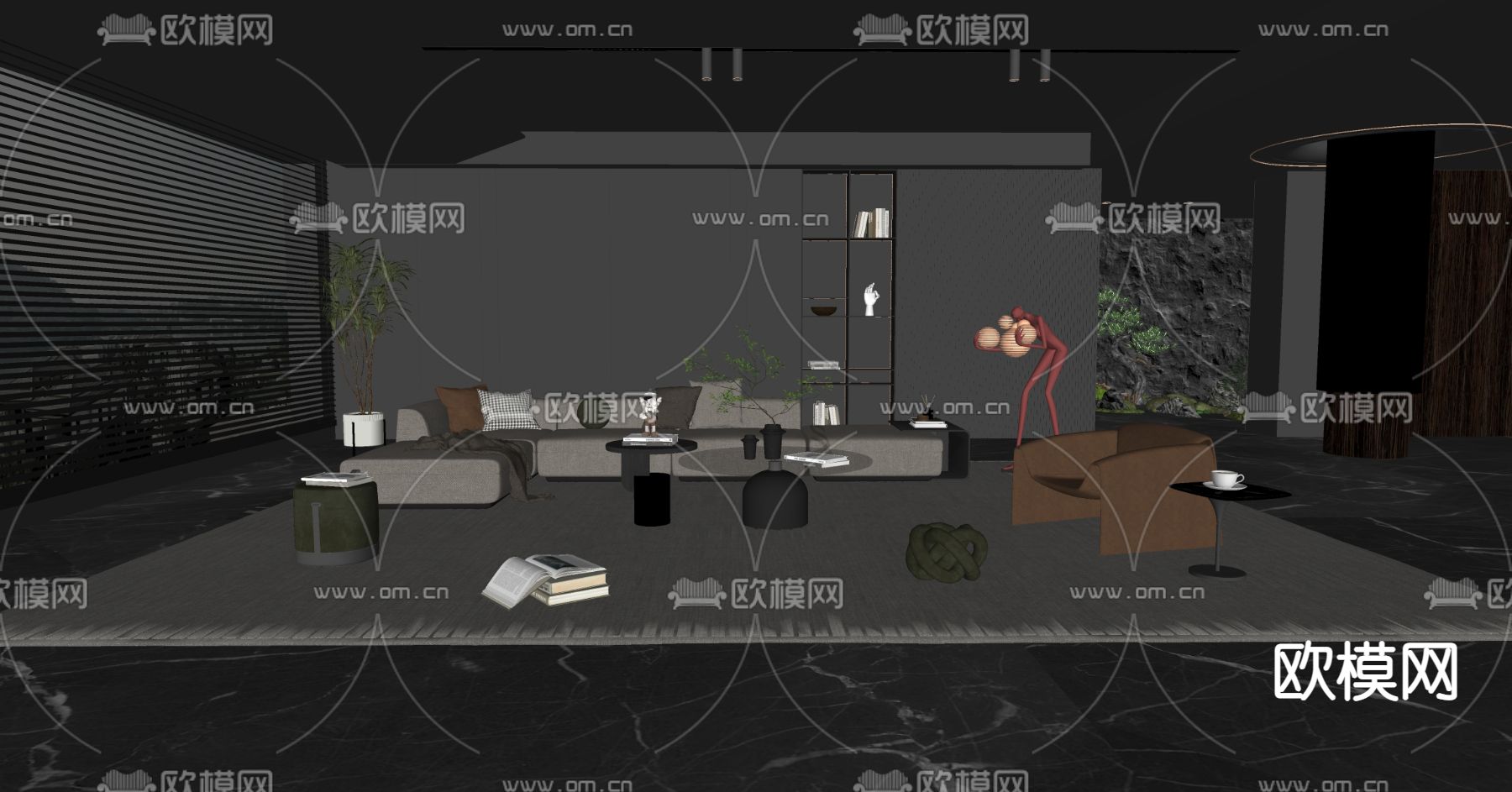 暗黑风餐厅su模型下载（渲染图2）