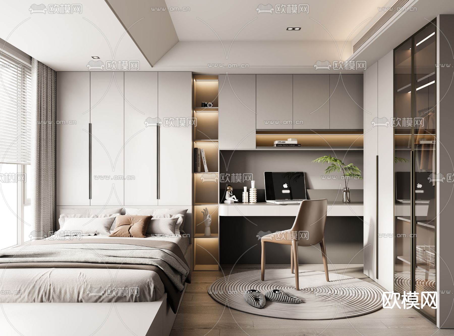 现代榻榻米卧室3d模型下载