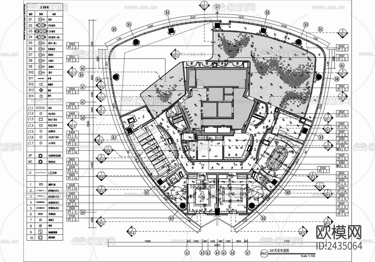 1500㎡私人休闲会所CAD施工图下载（渲染图4）