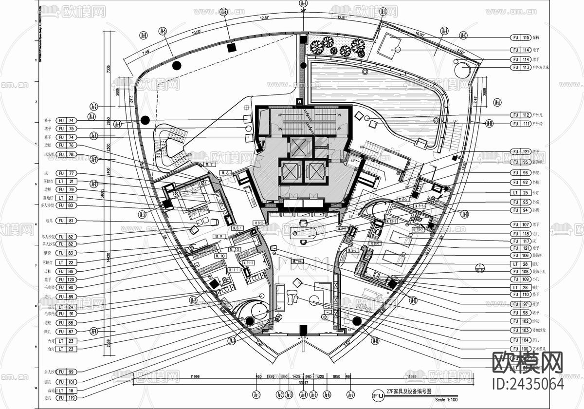 1500㎡私人休闲会所CAD施工图下载（渲染图2）