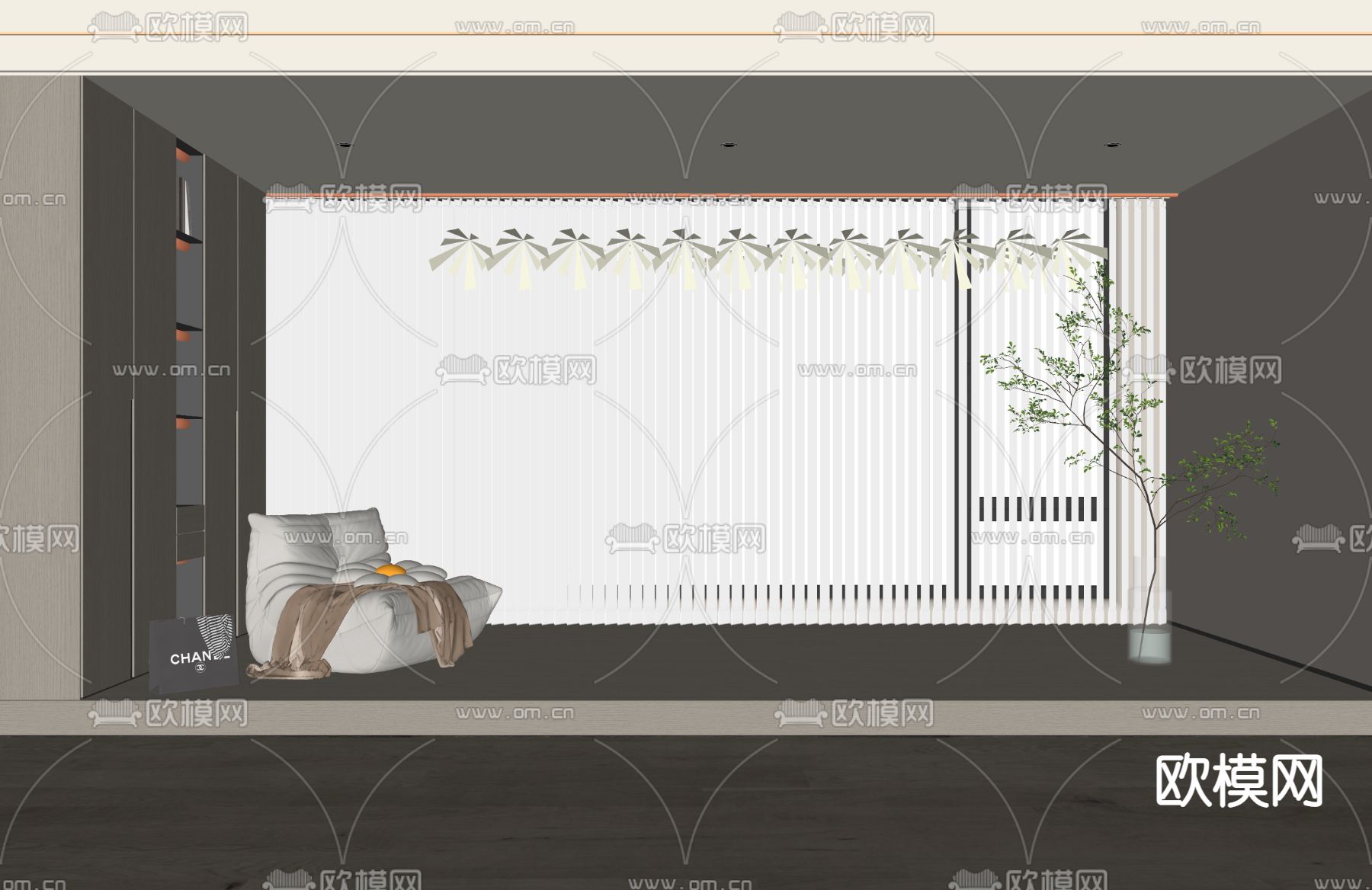 梦幻帘 百叶帘 窗帘su模型下载（渲染图2）