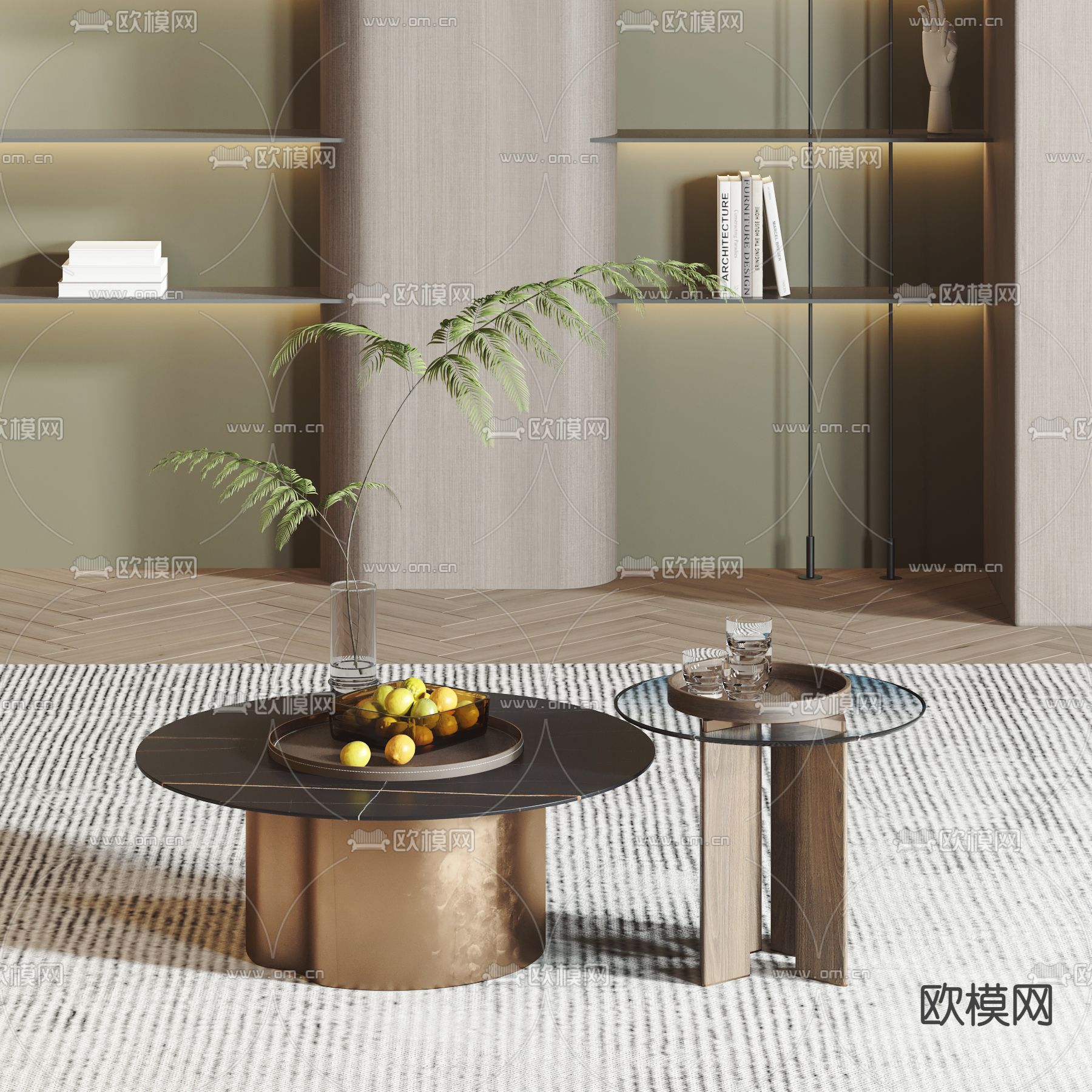 圆形子母茶几3d模型