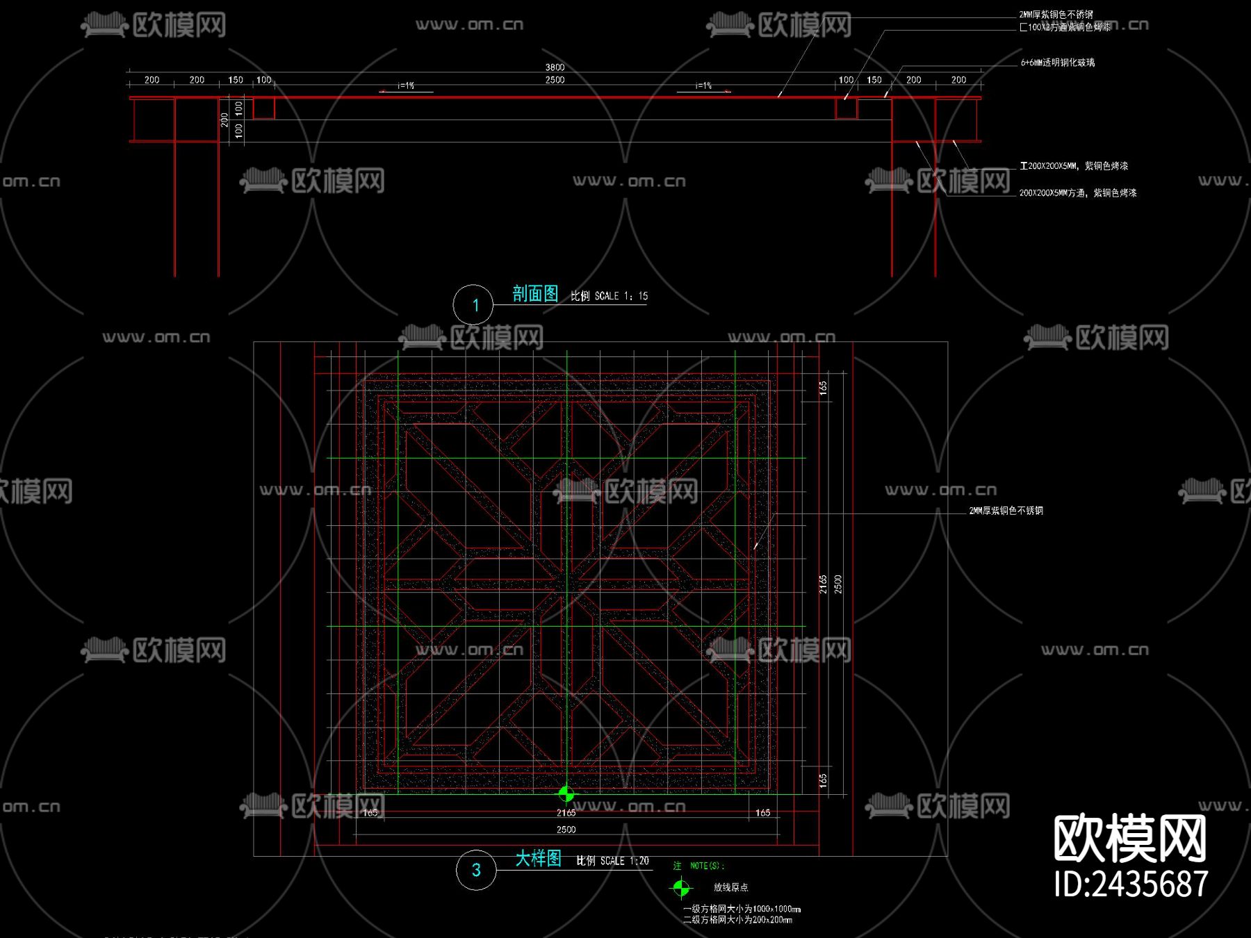 新中式廊架CAD节点大样下载（渲染图3）