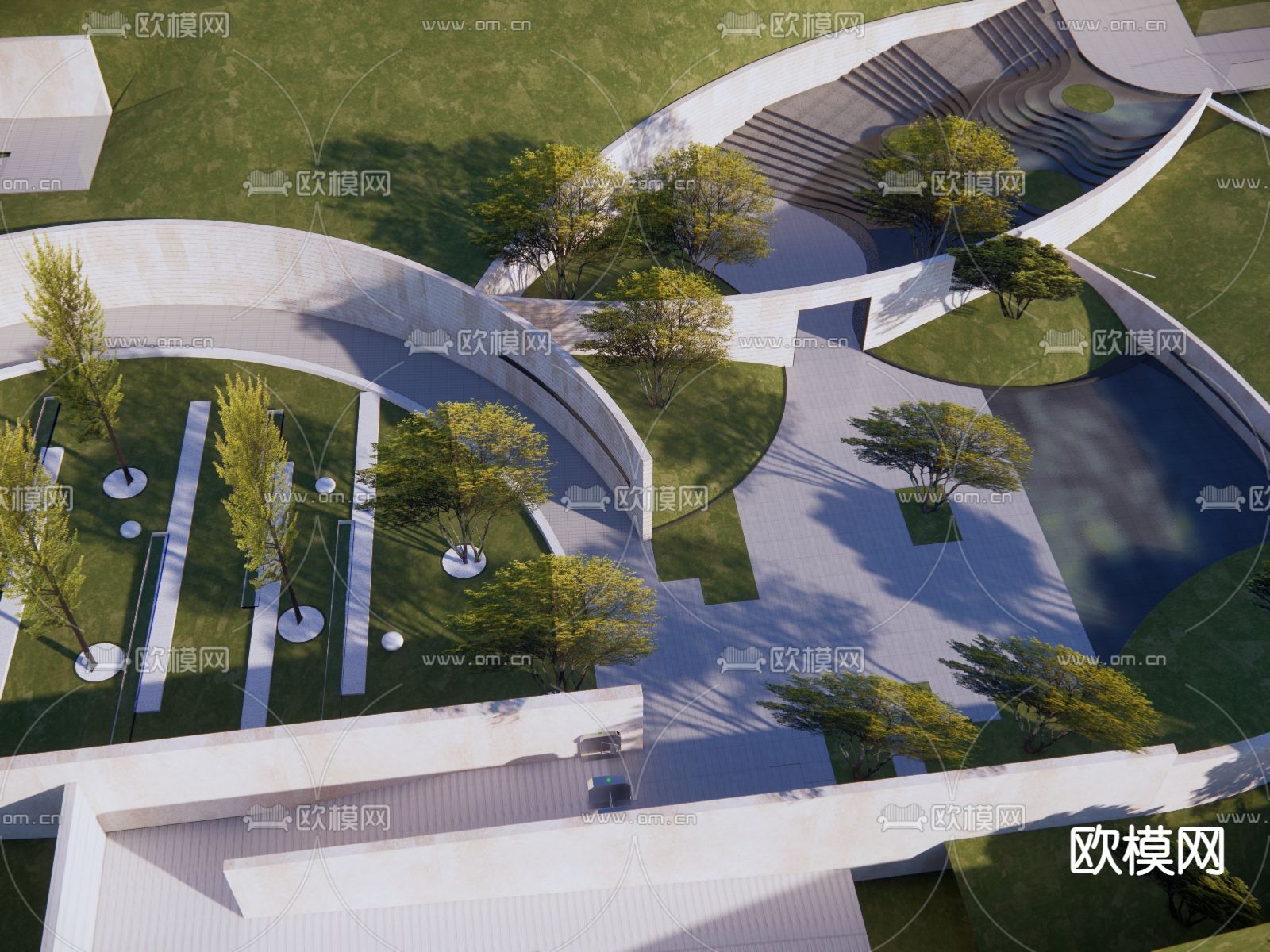 示范区 园林景观su模型下载（渲染图2）
