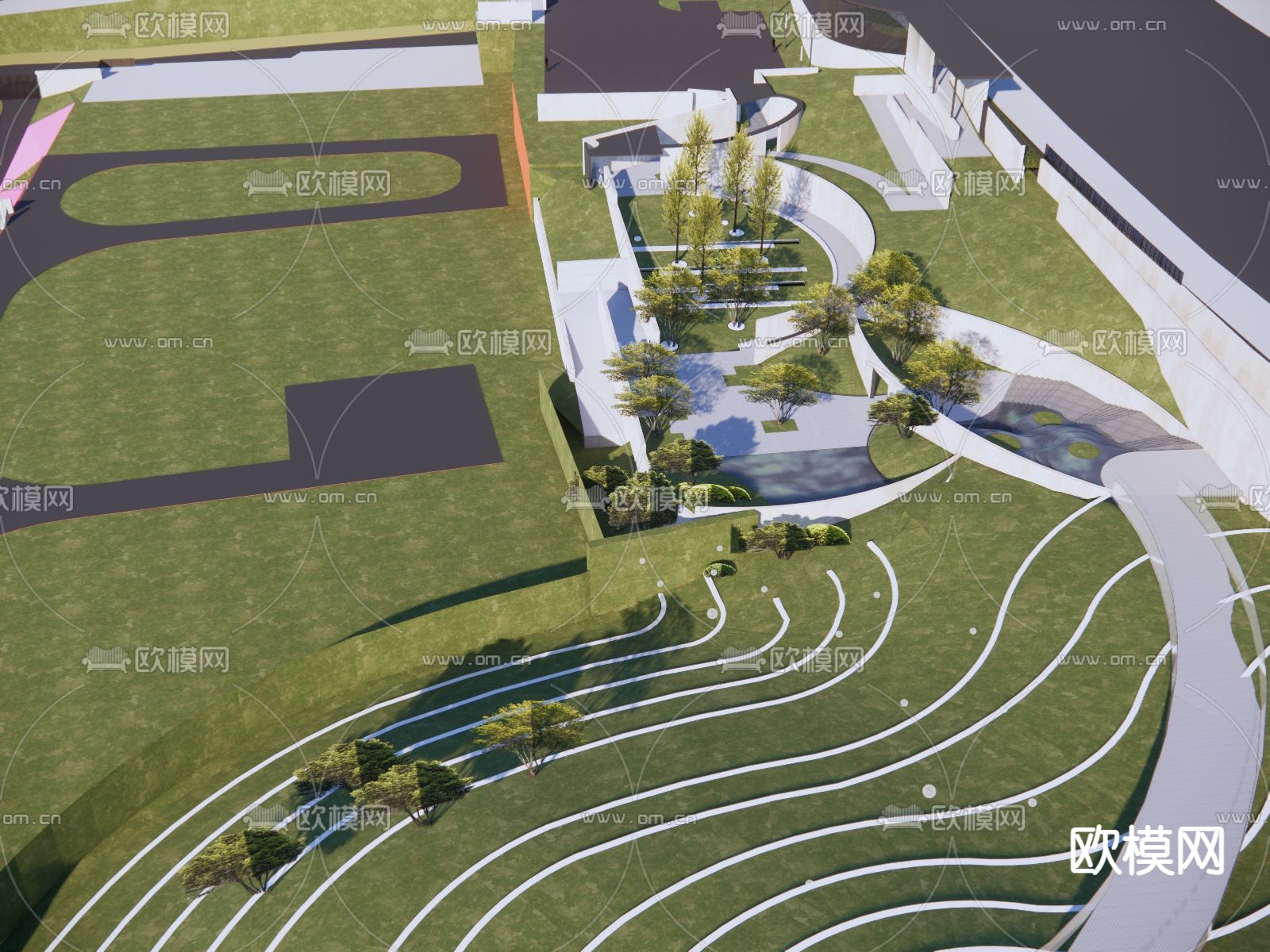 示范区 园林景观su模型下载（渲染图3）