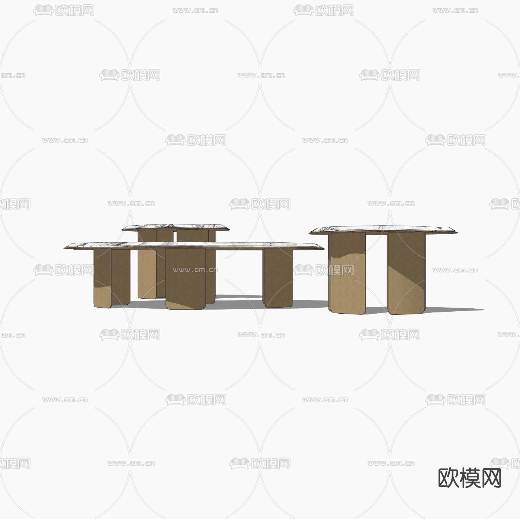 轻奢子母茶几su模型