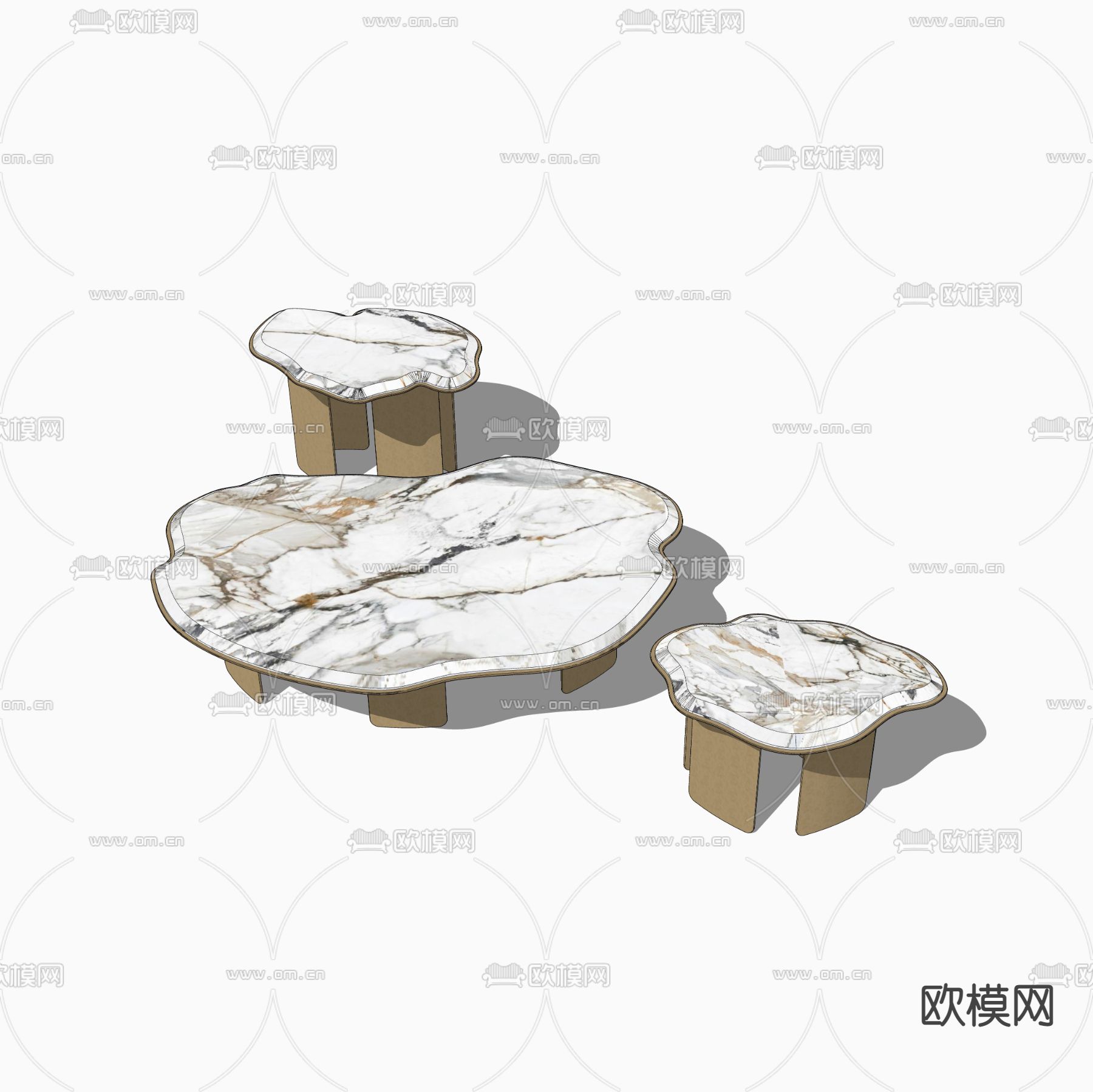 轻奢子母茶几su模型