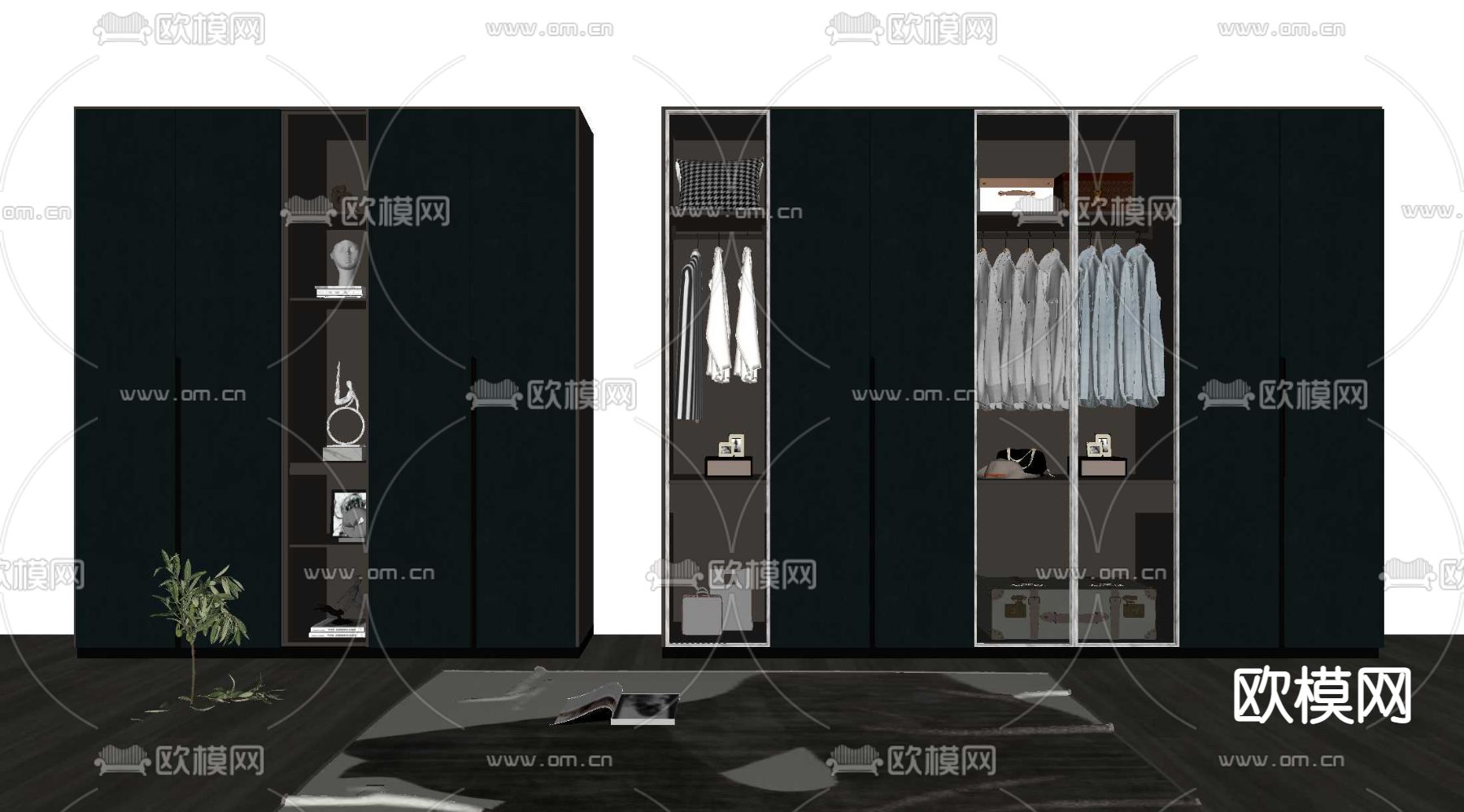 轻奢衣柜su模型下载（渲染图2）