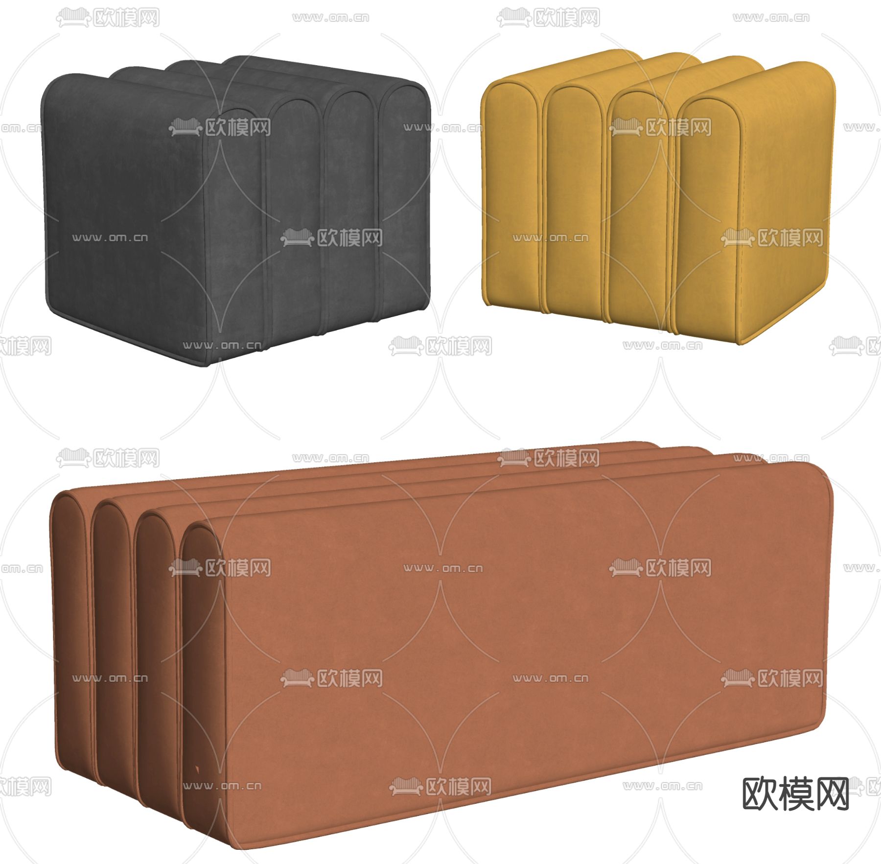 现代沙发凳 矮凳 换鞋凳su模型