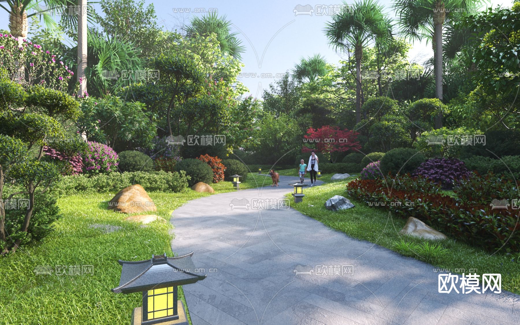 现代公园 绿道3d模型下载