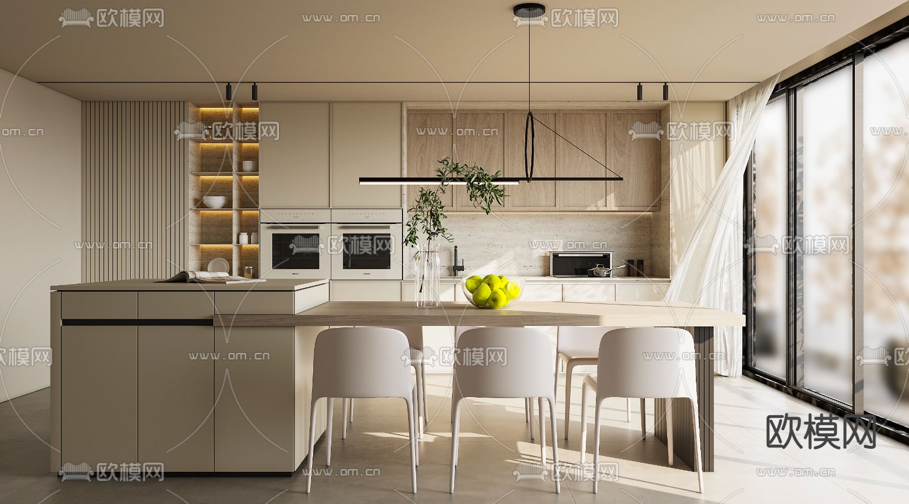 中岛餐厅3d模型下载