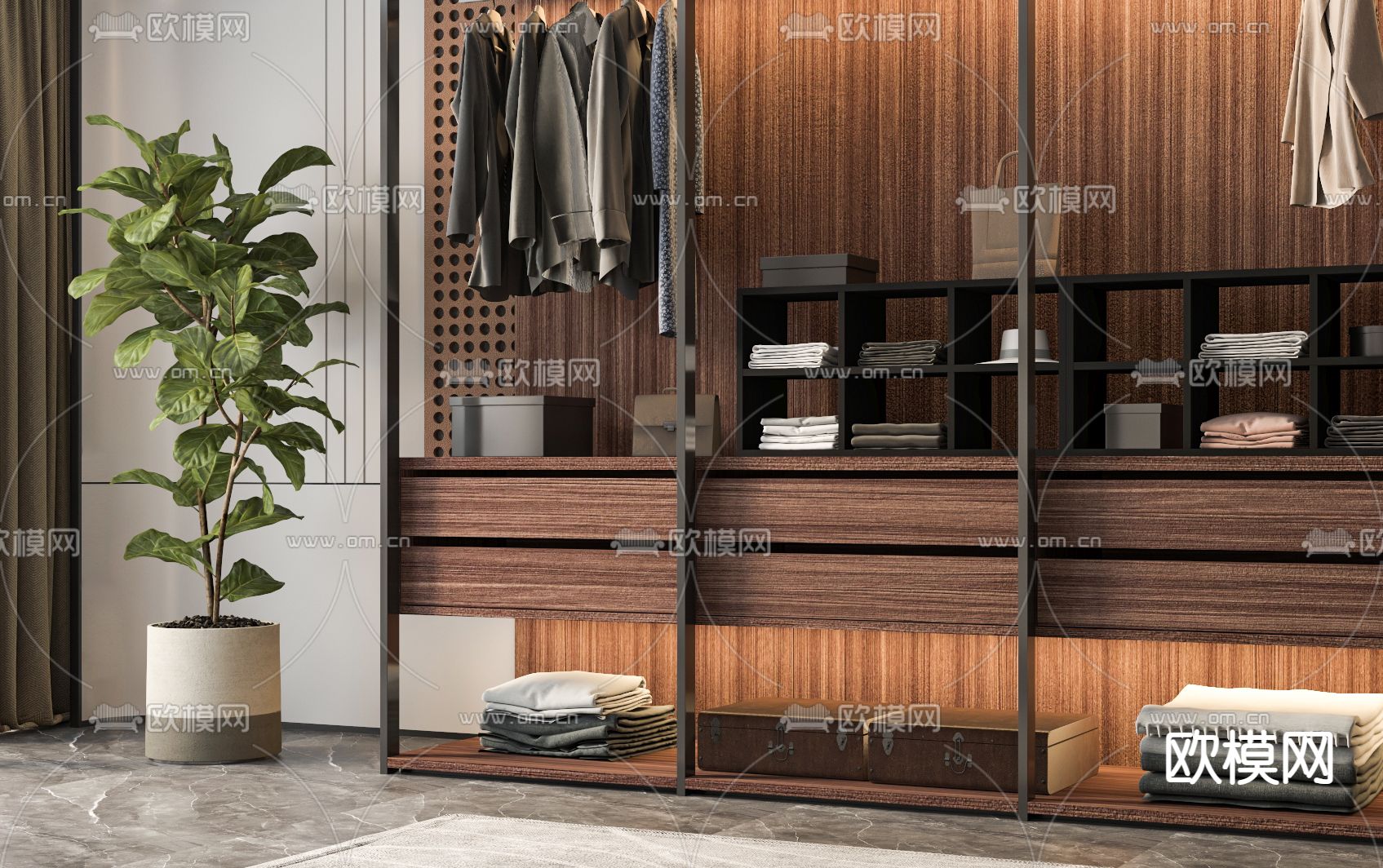 现代衣柜 衣橱3d模型下载（渲染图2）